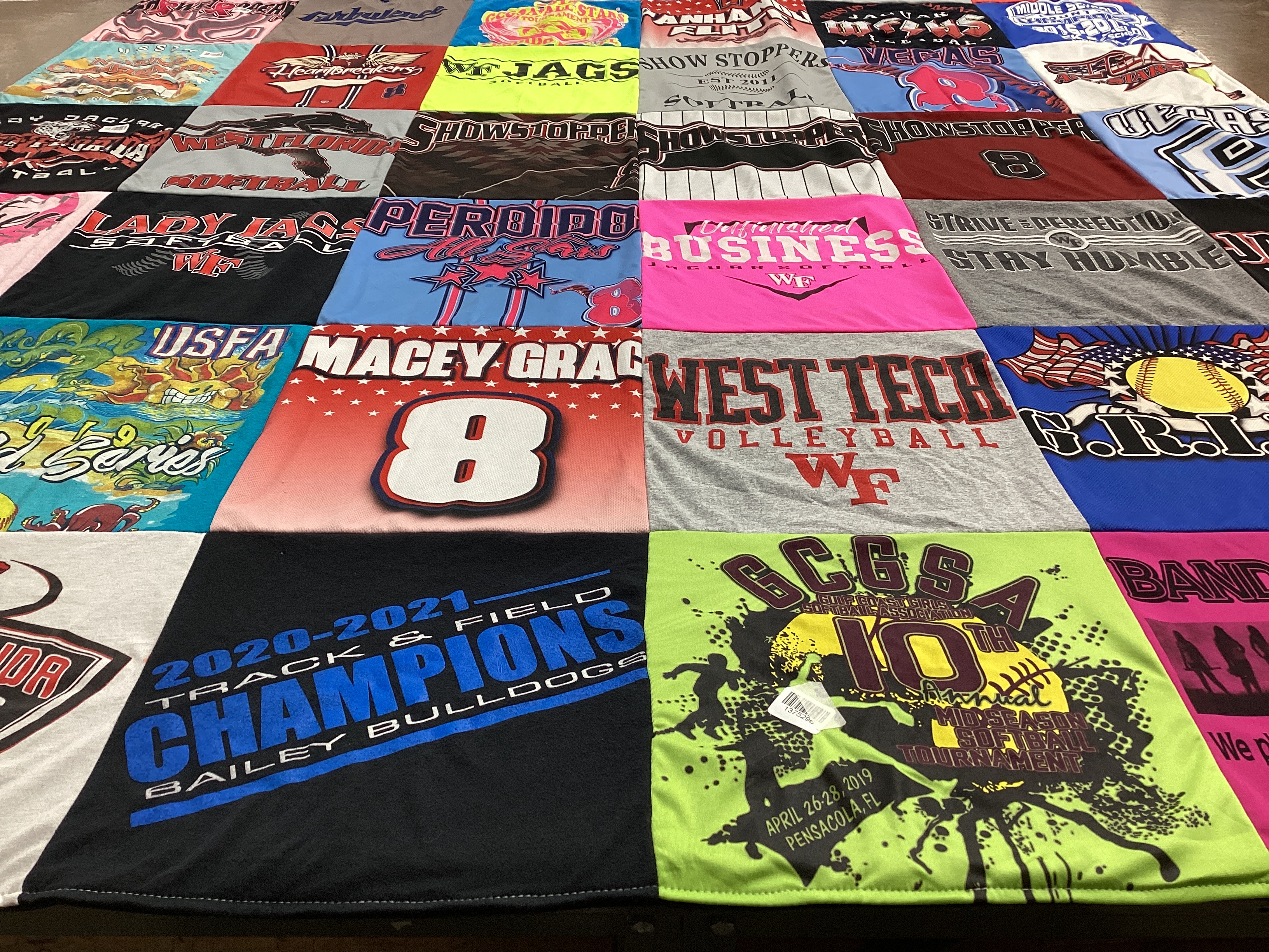 T-shirt quilt featuring bailey bulldogs, lady jags by Tiffany from FL