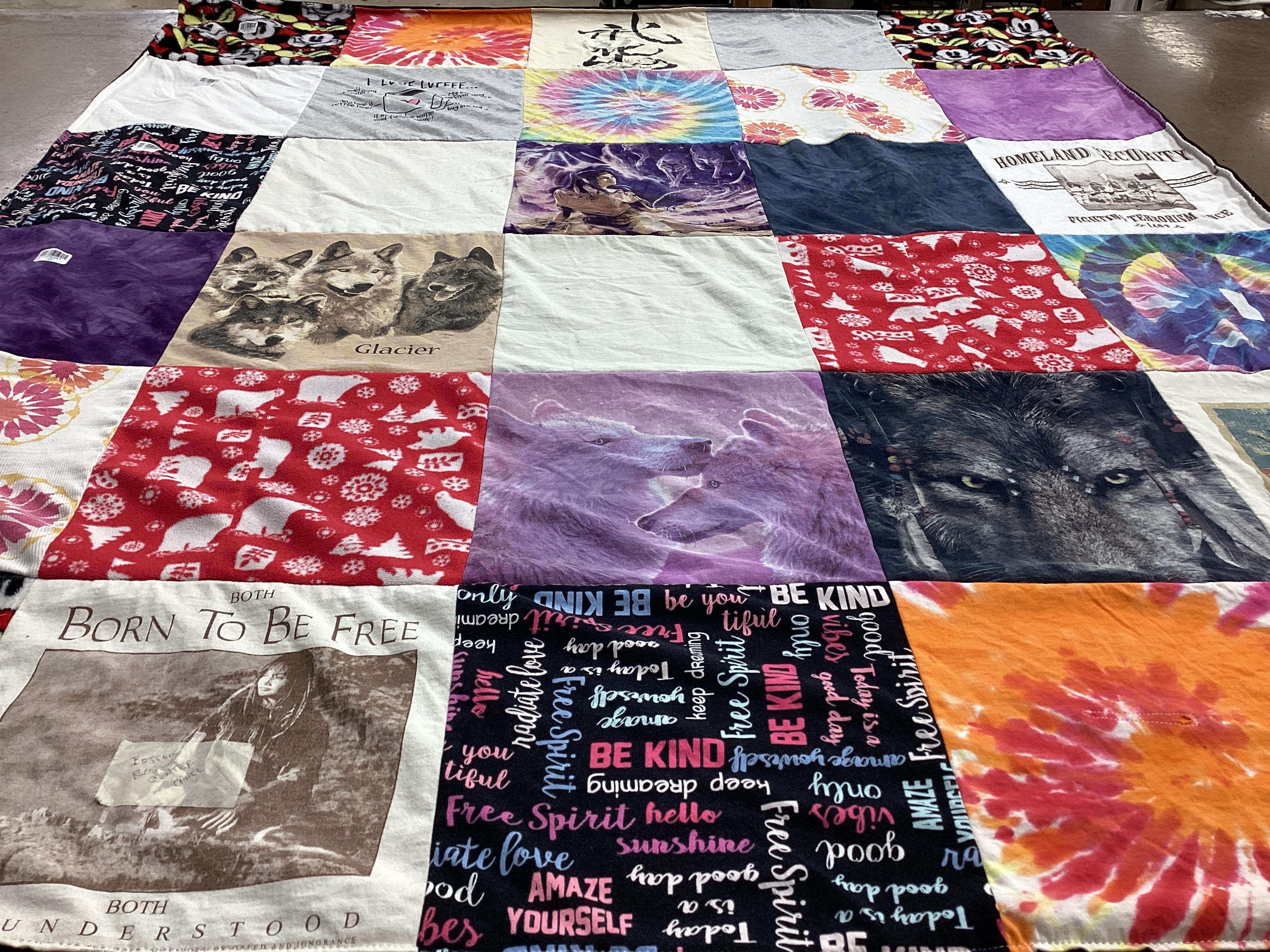 T-shirt quilt with animals, nature themes by Phyllis from AZ