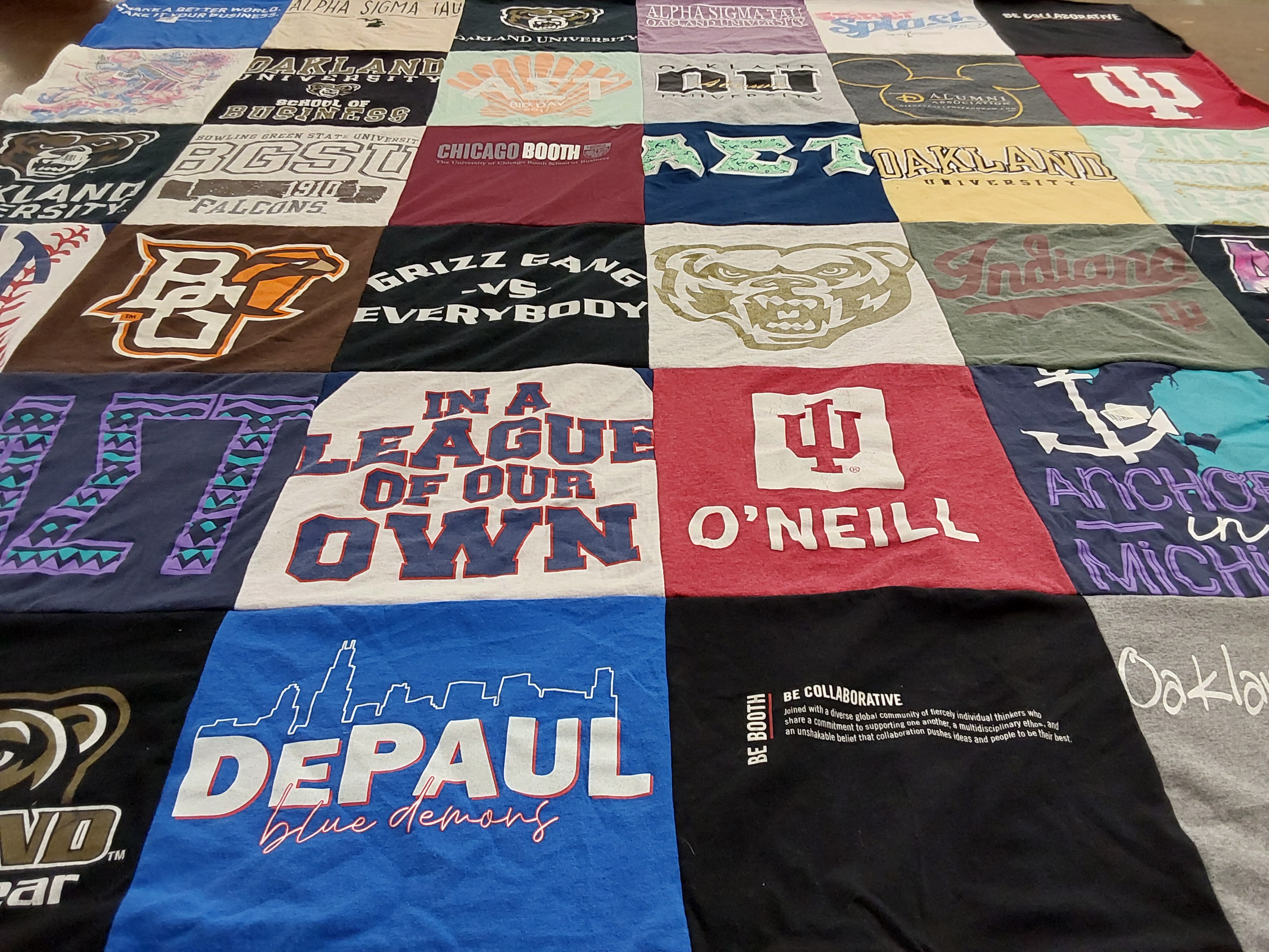 T-shirt quilt featuring oakland university, depaul blue demons by Peggy from MI
