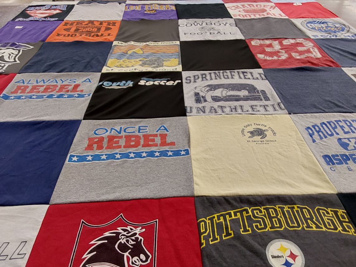 T-shirt quilt featuring cowboys, lsu tigers by Derek from TN