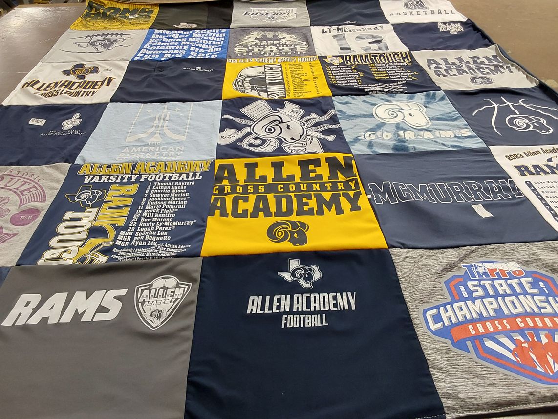 T-shirt quilt featuring allen academy football, allen academy cross country by Lan from TX