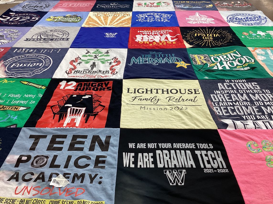 T-shirt quilt from woodstock high school by Elizabeth from GA