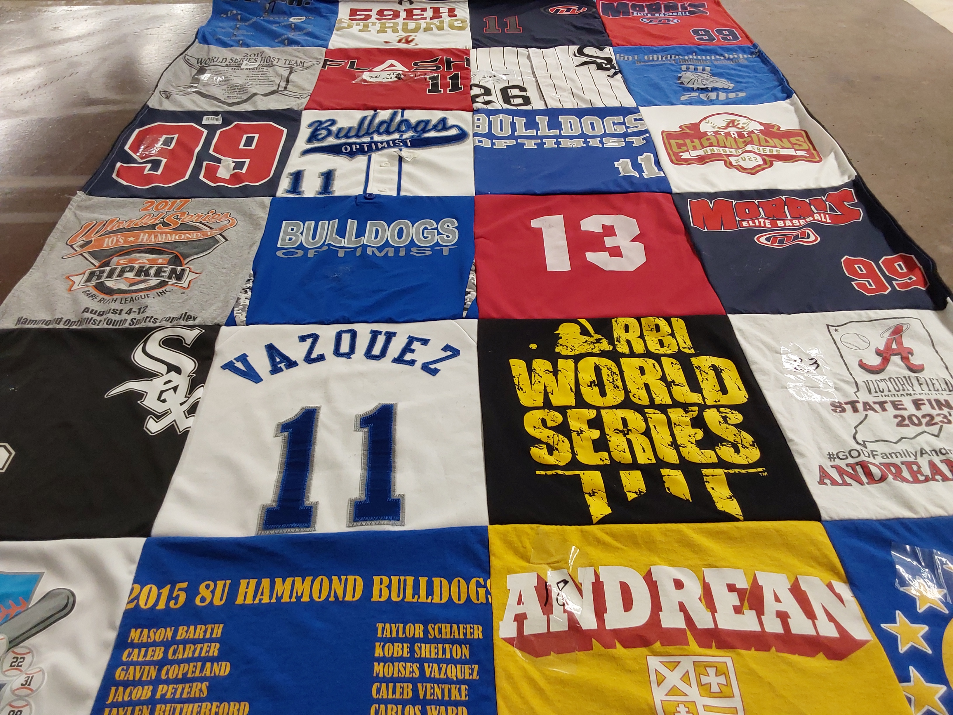 T-shirt quilt featuring hammond bulldogs, andréan high school baseball by Luz from IN