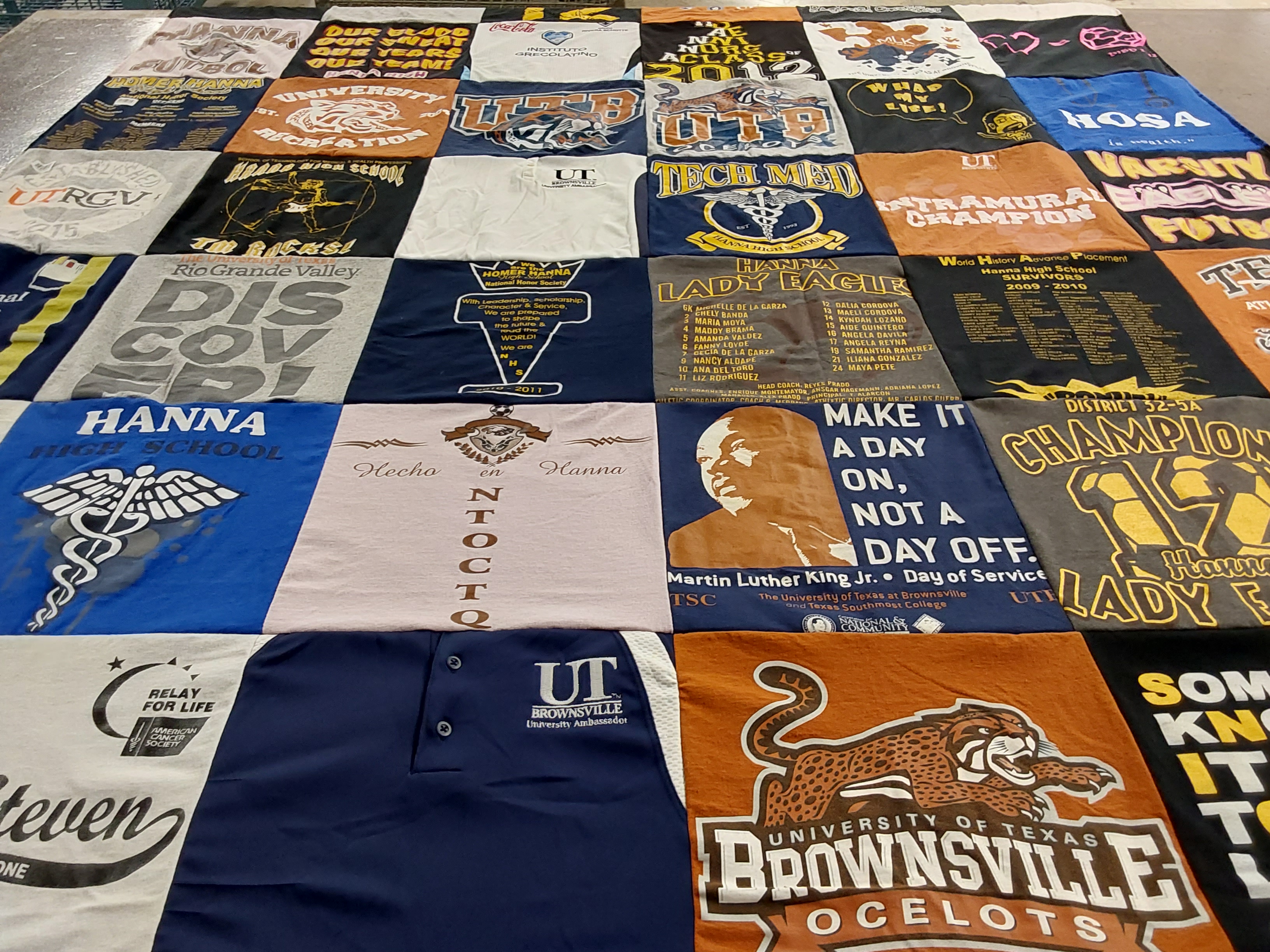 T-shirt quilt featuring lady eagles, ocelots by Samantha from TX