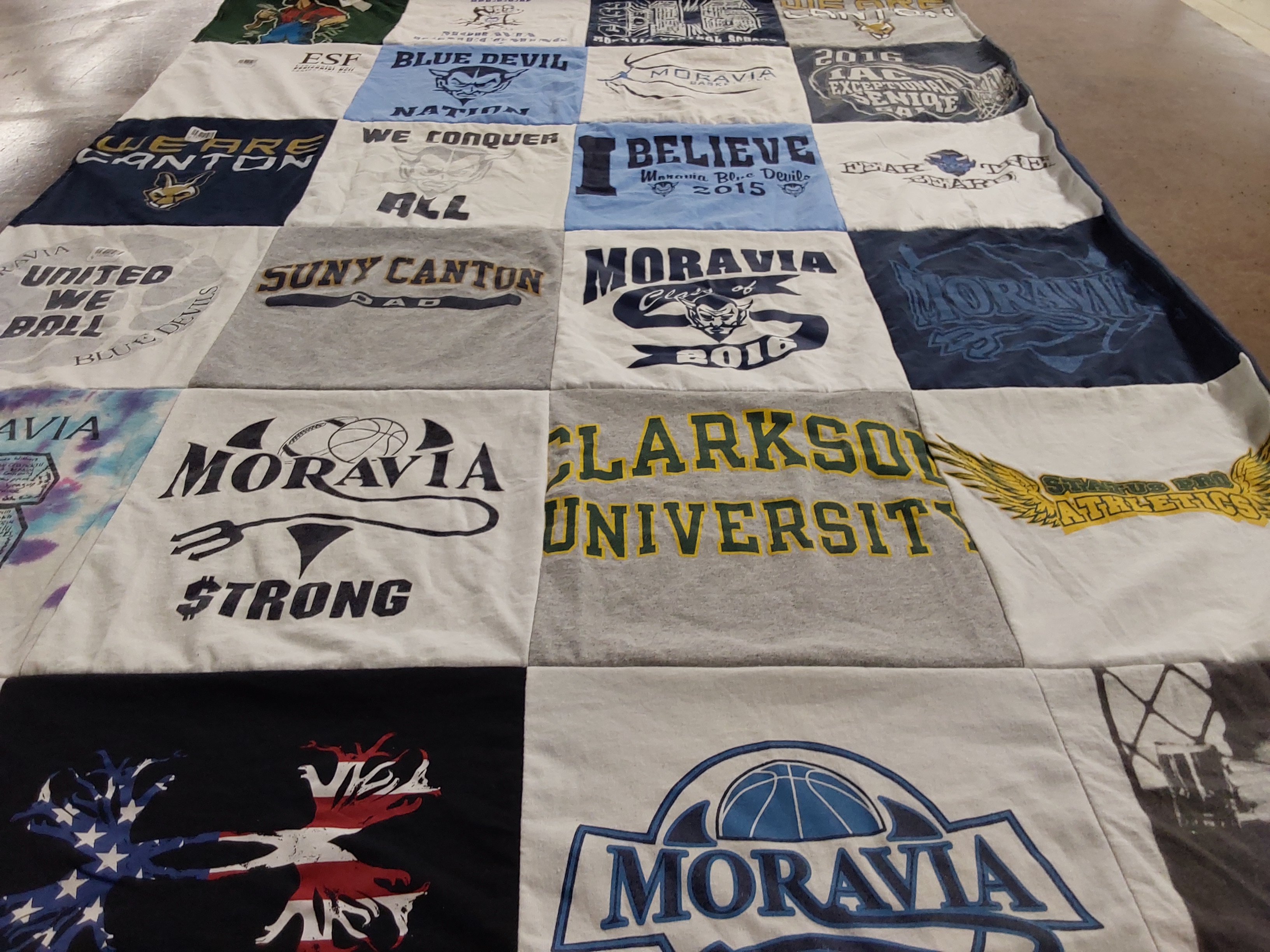 T-shirt quilt featuring blue devils, moravia by Lexington from NY