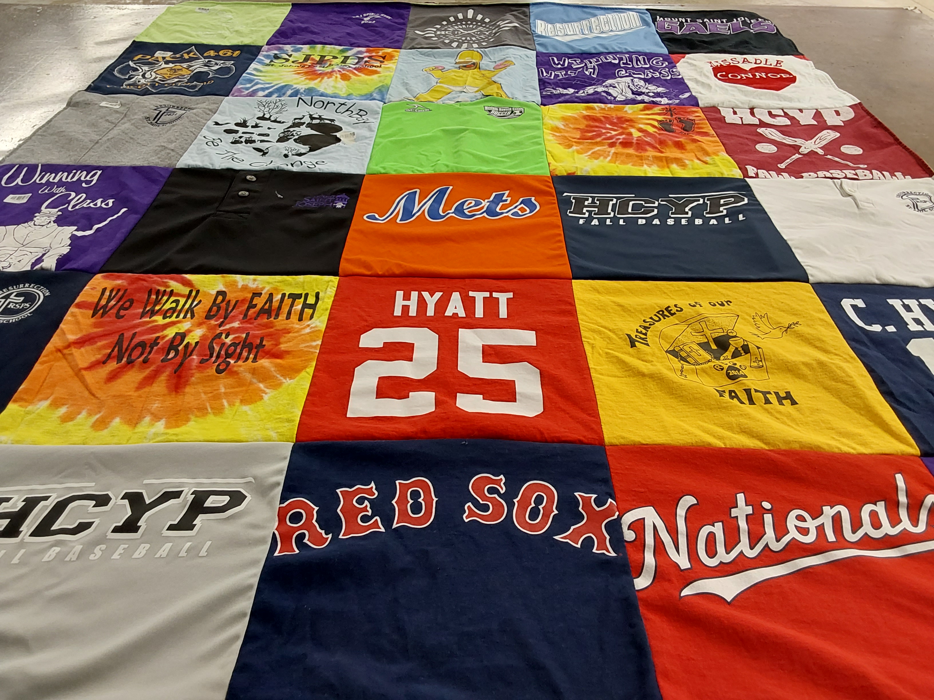 T-shirt quilt featuring red sox, mets by Donna from MD