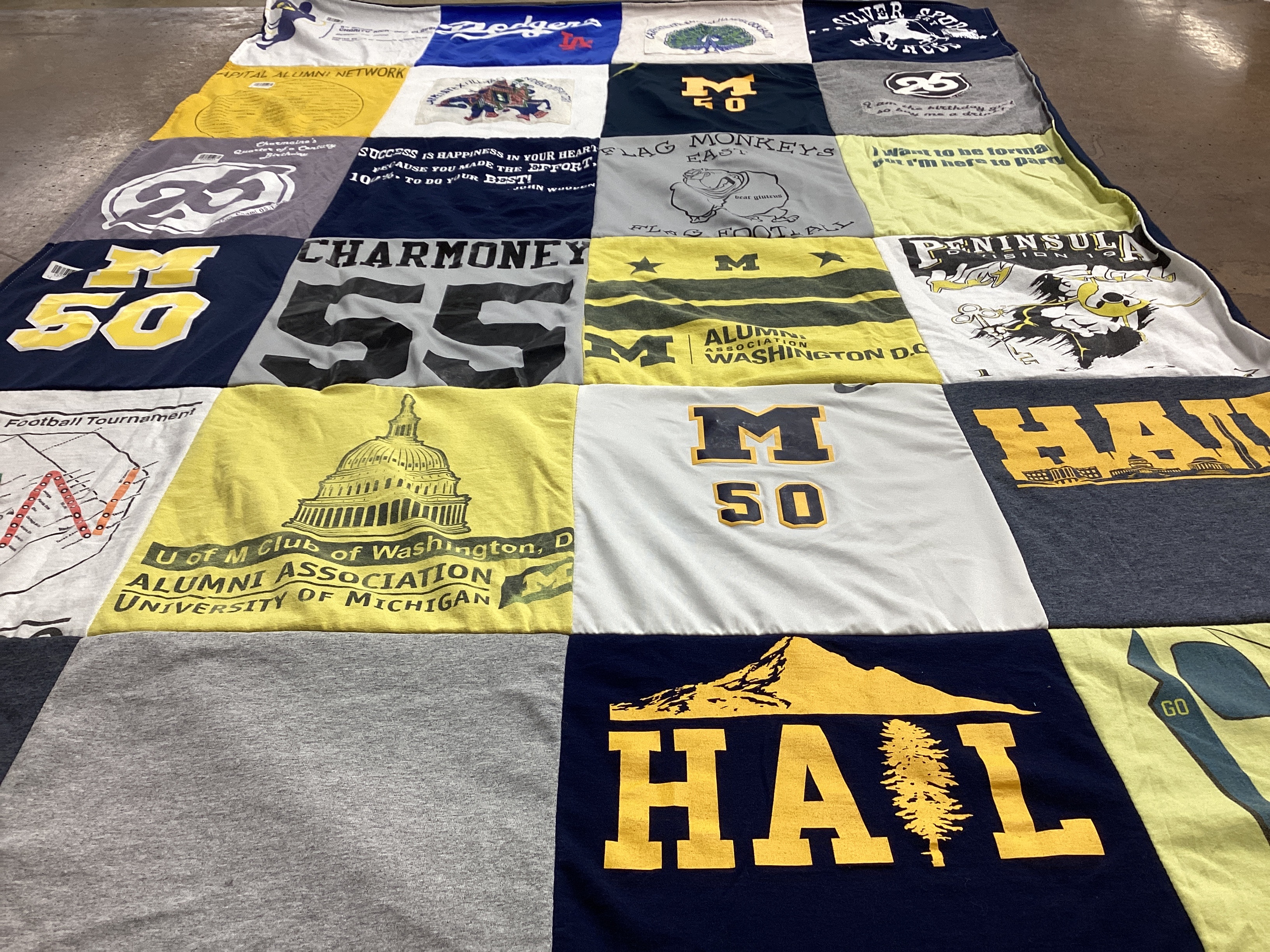 T-shirt quilt from university of michigan by Charmaine from CA