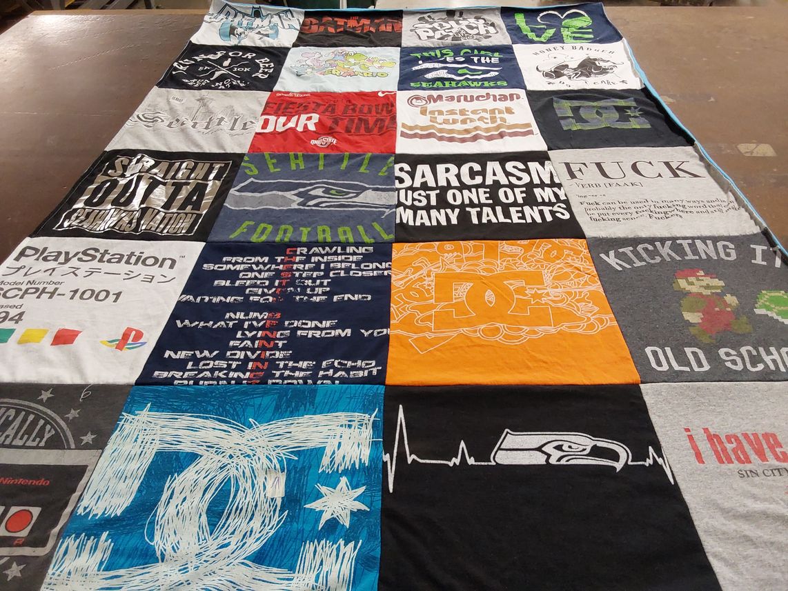 T-shirt quilt featuring seattle seahawks by Shaylyn from AZ