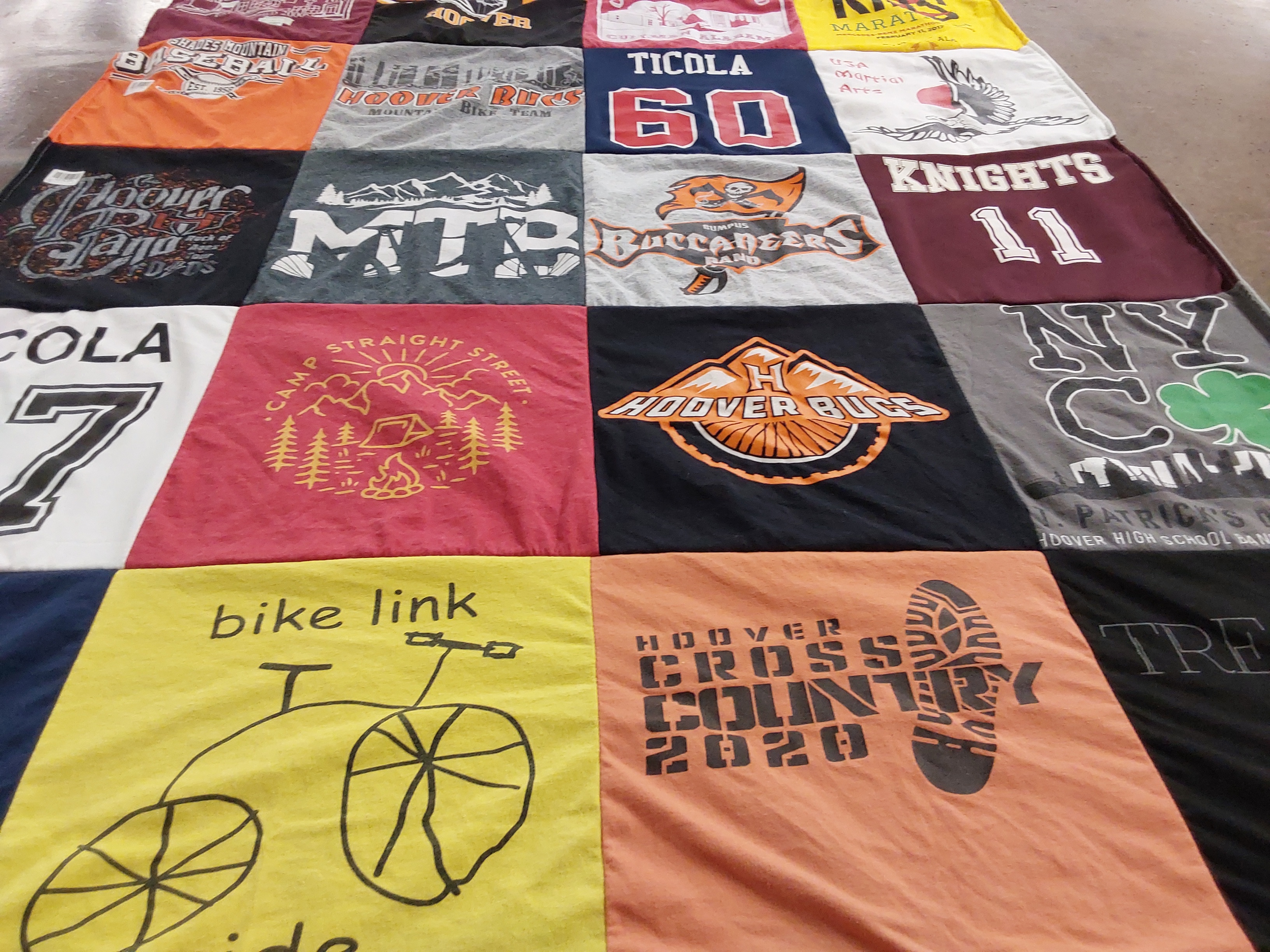 T-shirt quilt featuring hoover bugs, bucaneers by Wendy from AL