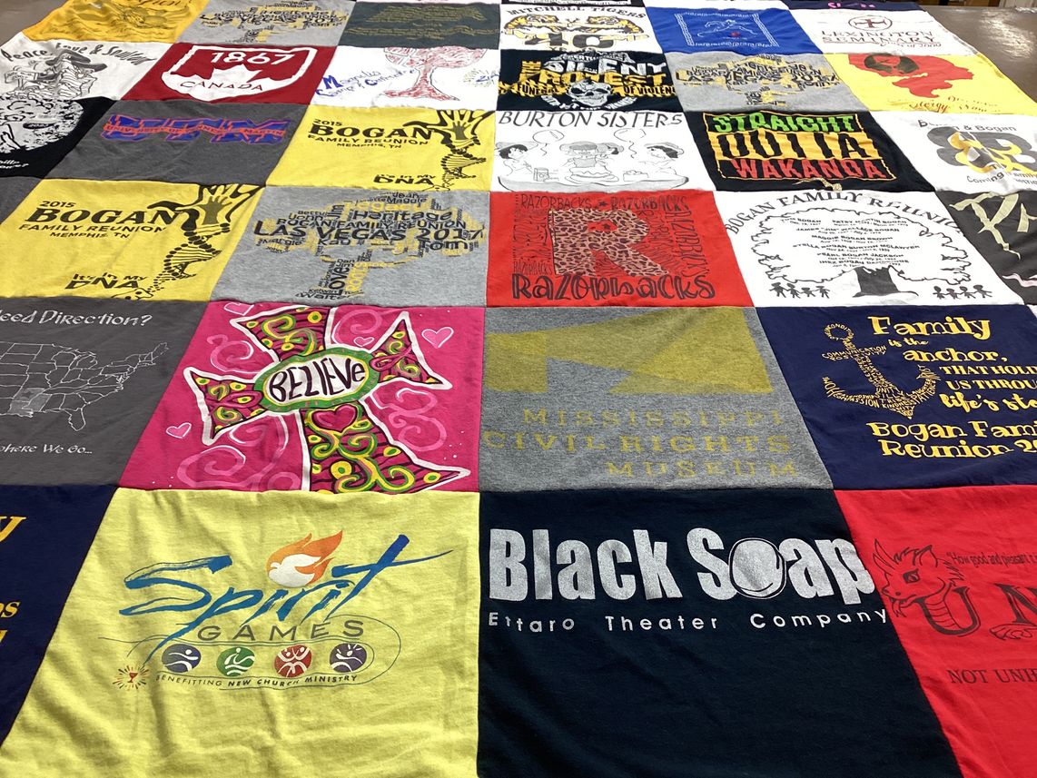 T-shirt quilt featuring razorbacks by Nadine from IN