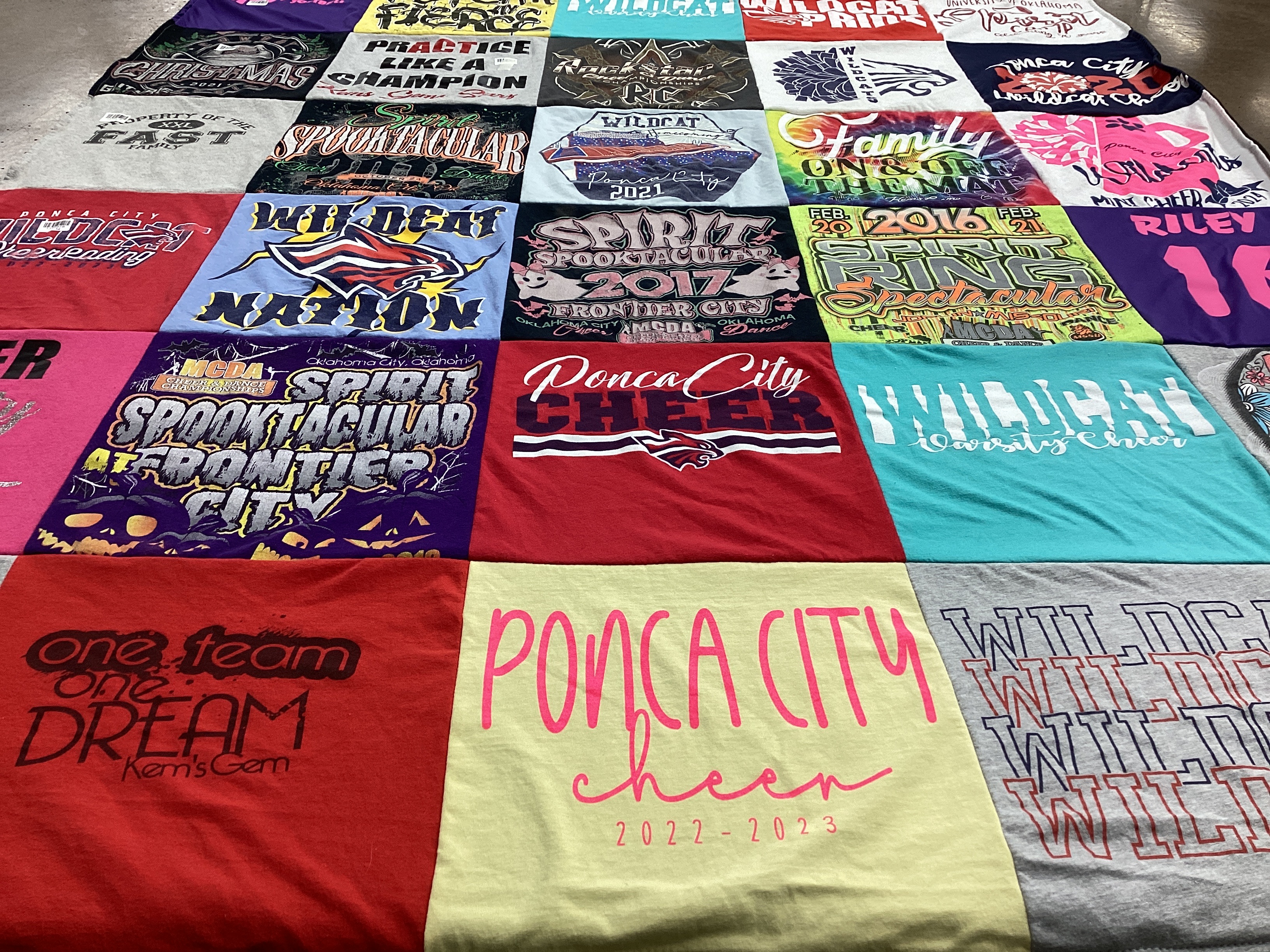 T-shirt quilt with cheerleading, events themes by CAMMIE from OK