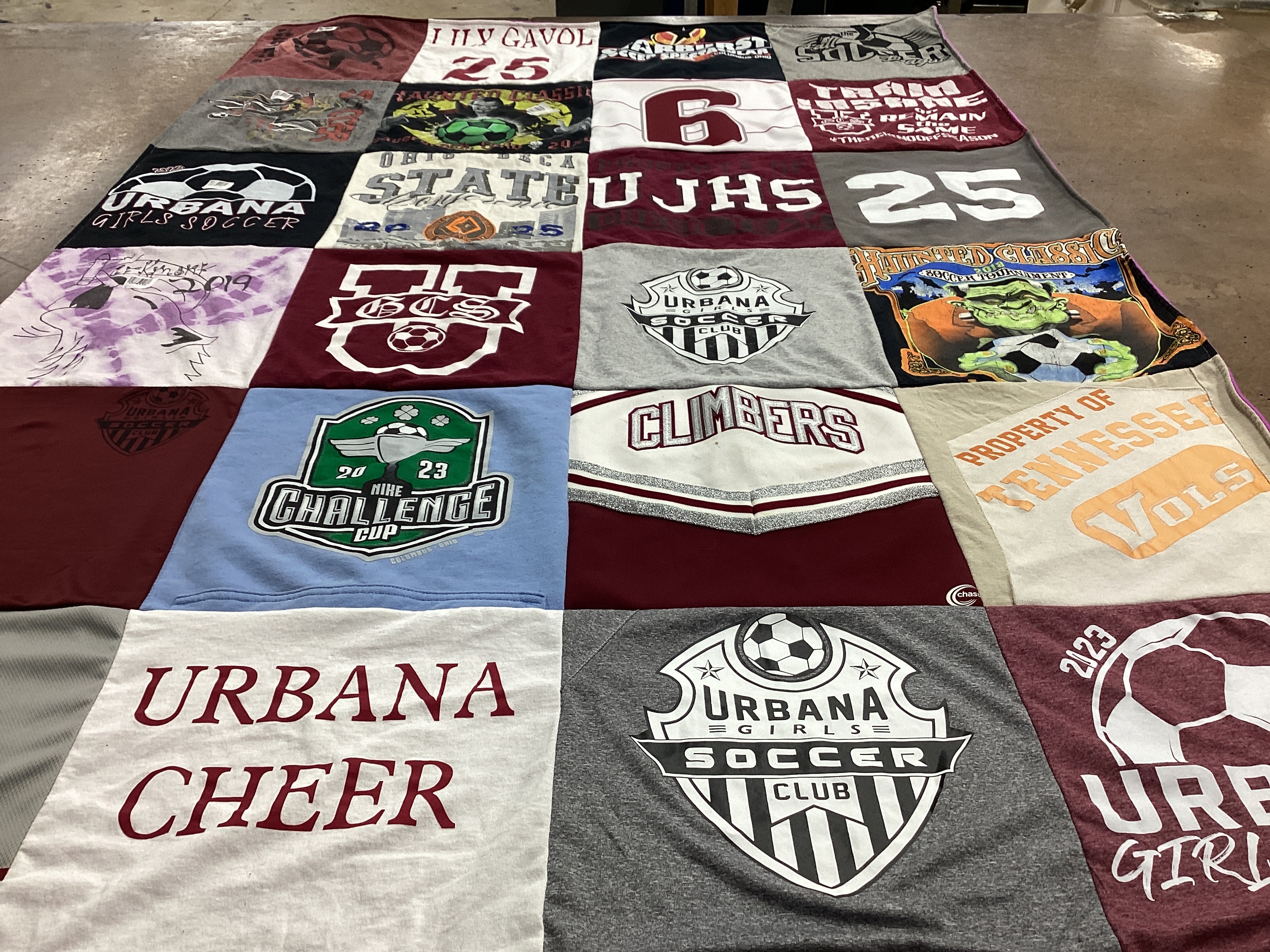 T-shirt quilt featuring urbana girls soccer club by Gretchen from OH