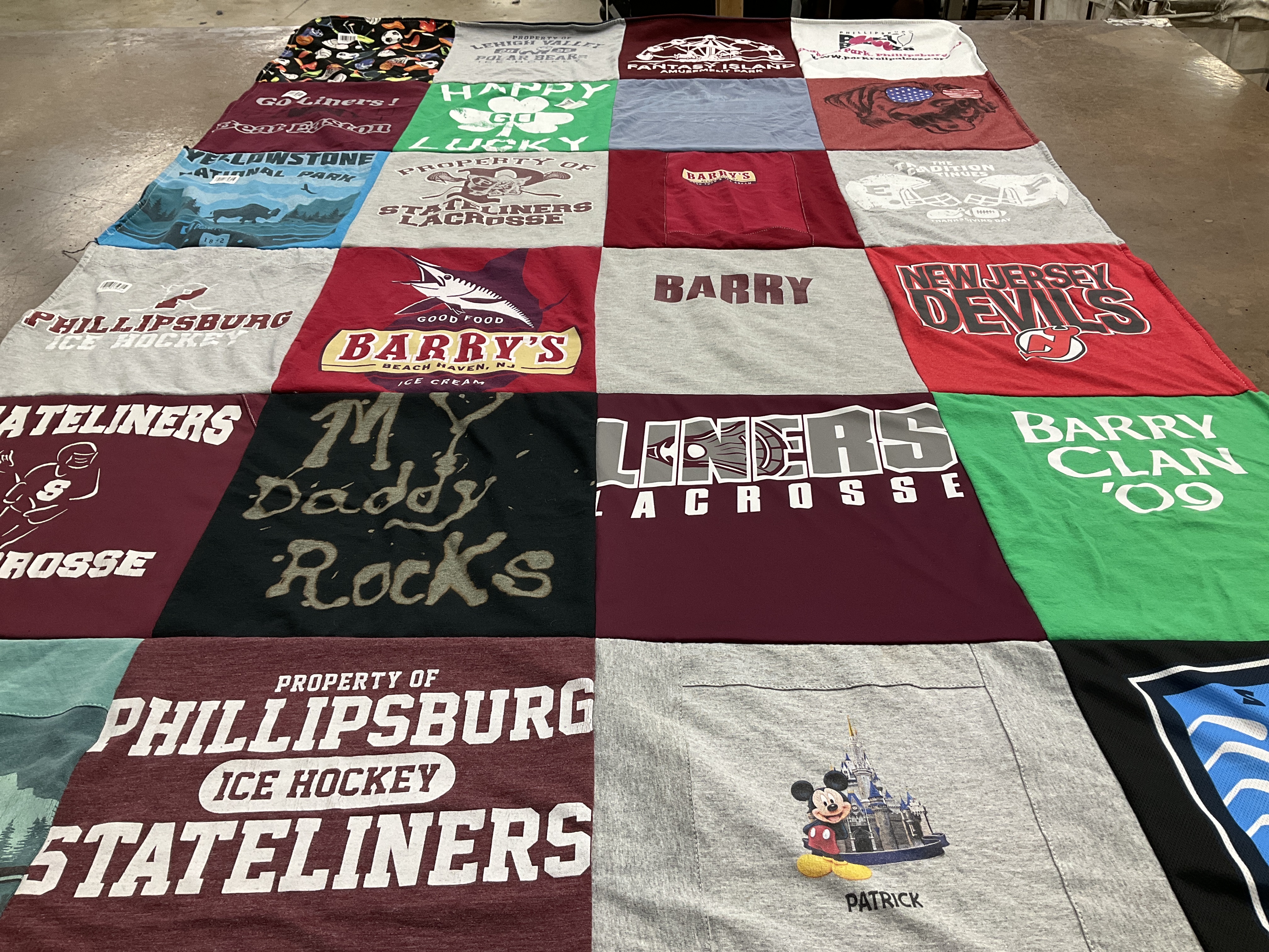 T-shirt quilt featuring new jersey devils, phillipsburg stateliners by Geri from NJ