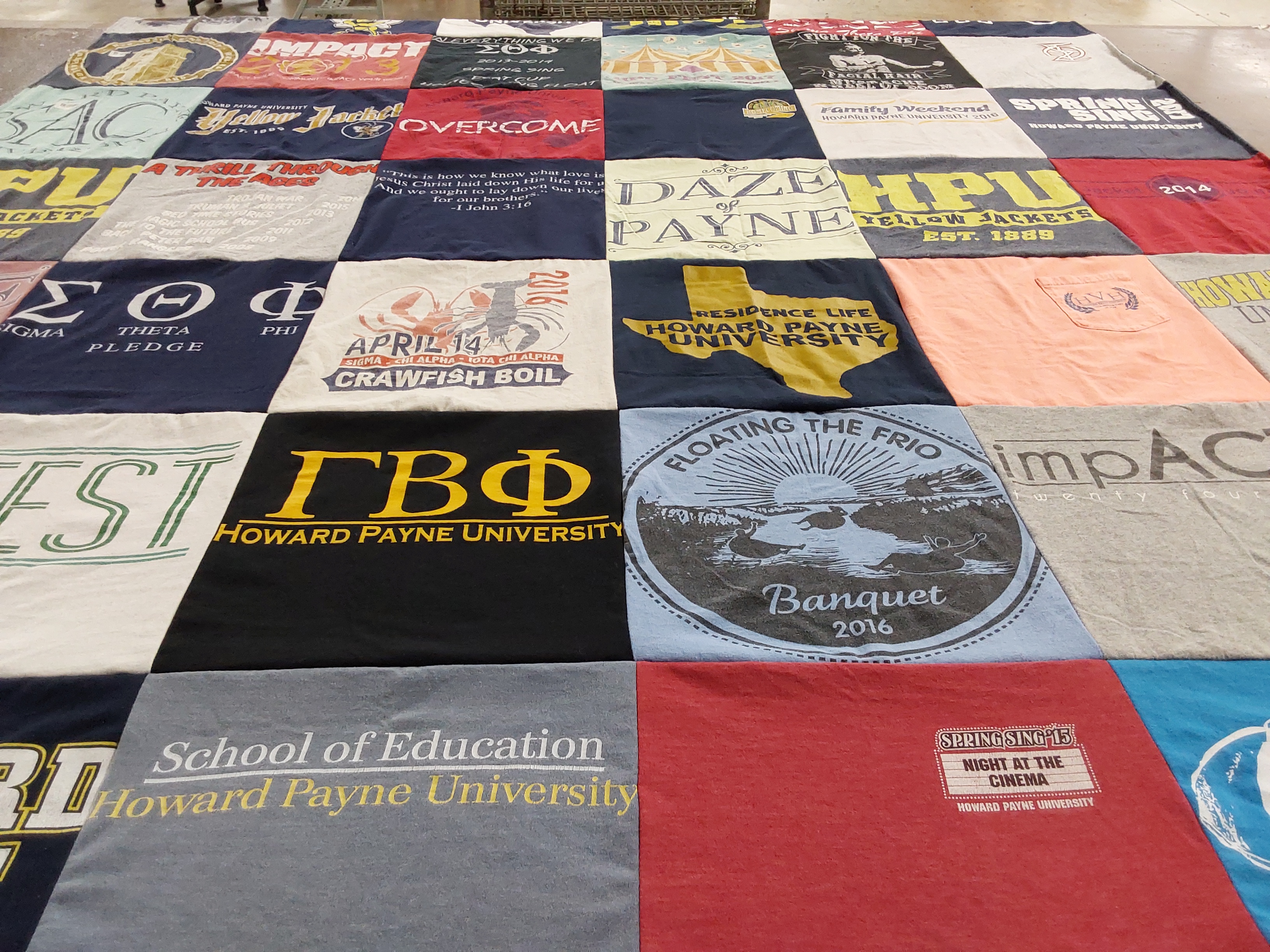 T-shirt quilt featuring howard payne university yellow jackets by Andrew from TX