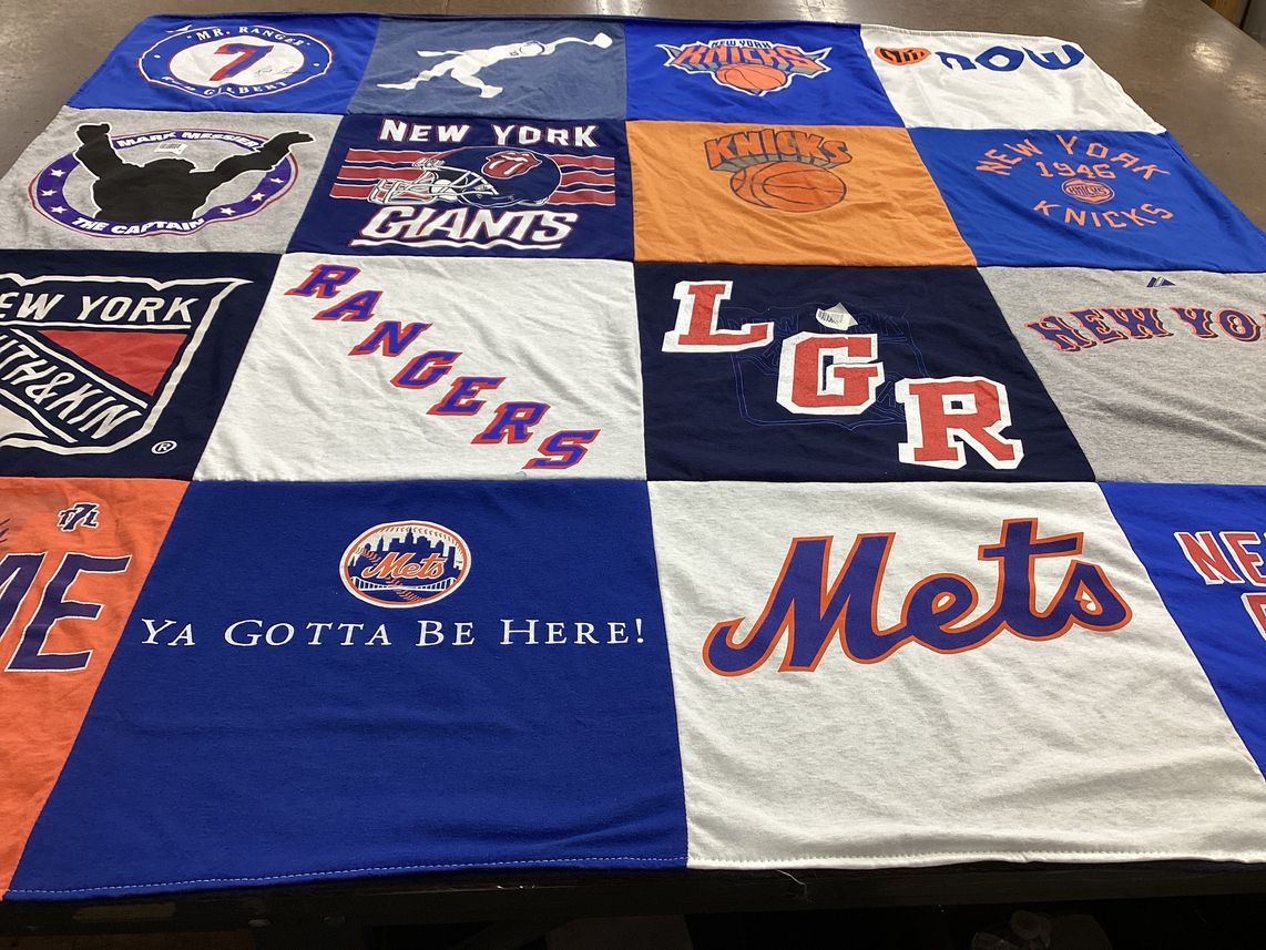T-shirt quilt featuring new york mets, new york knicks by james from NY