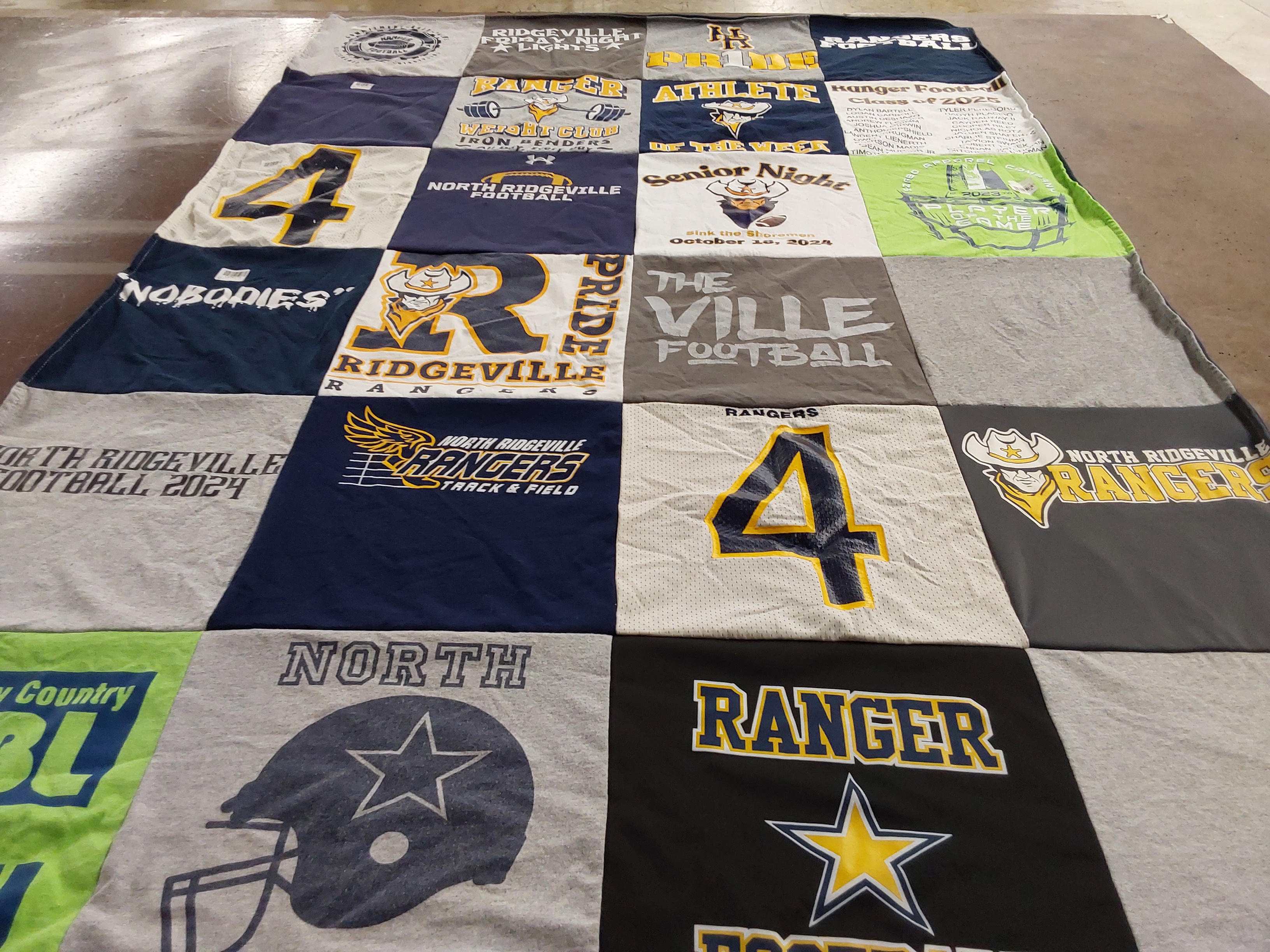 T-shirt quilt featuring north ridgeville rangers football by Jamie from OH