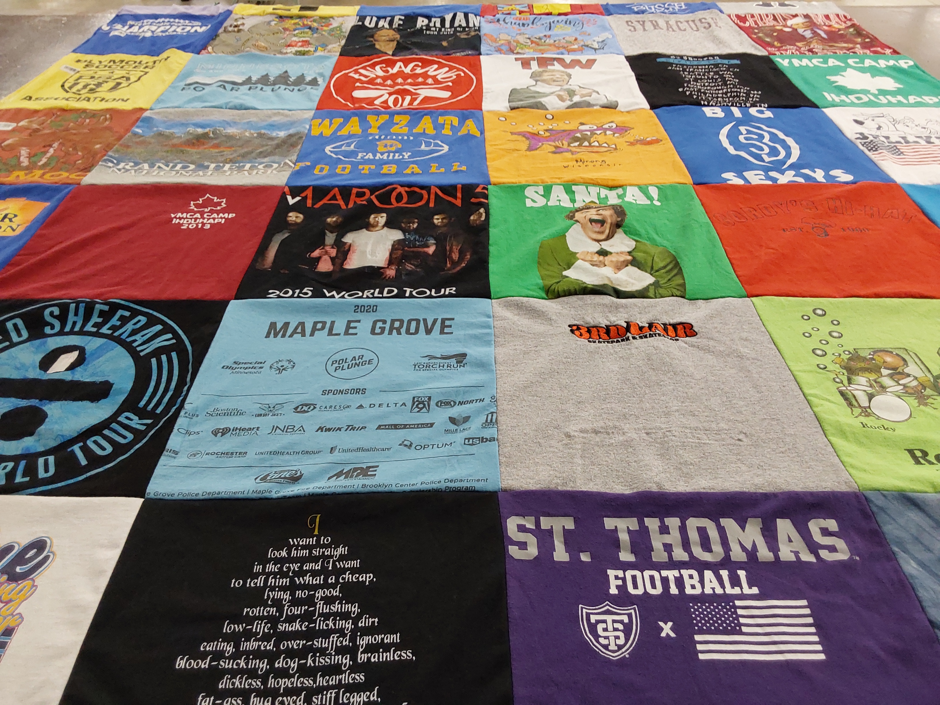 T-shirt quilt featuring st. thomas football by Colleen from MN