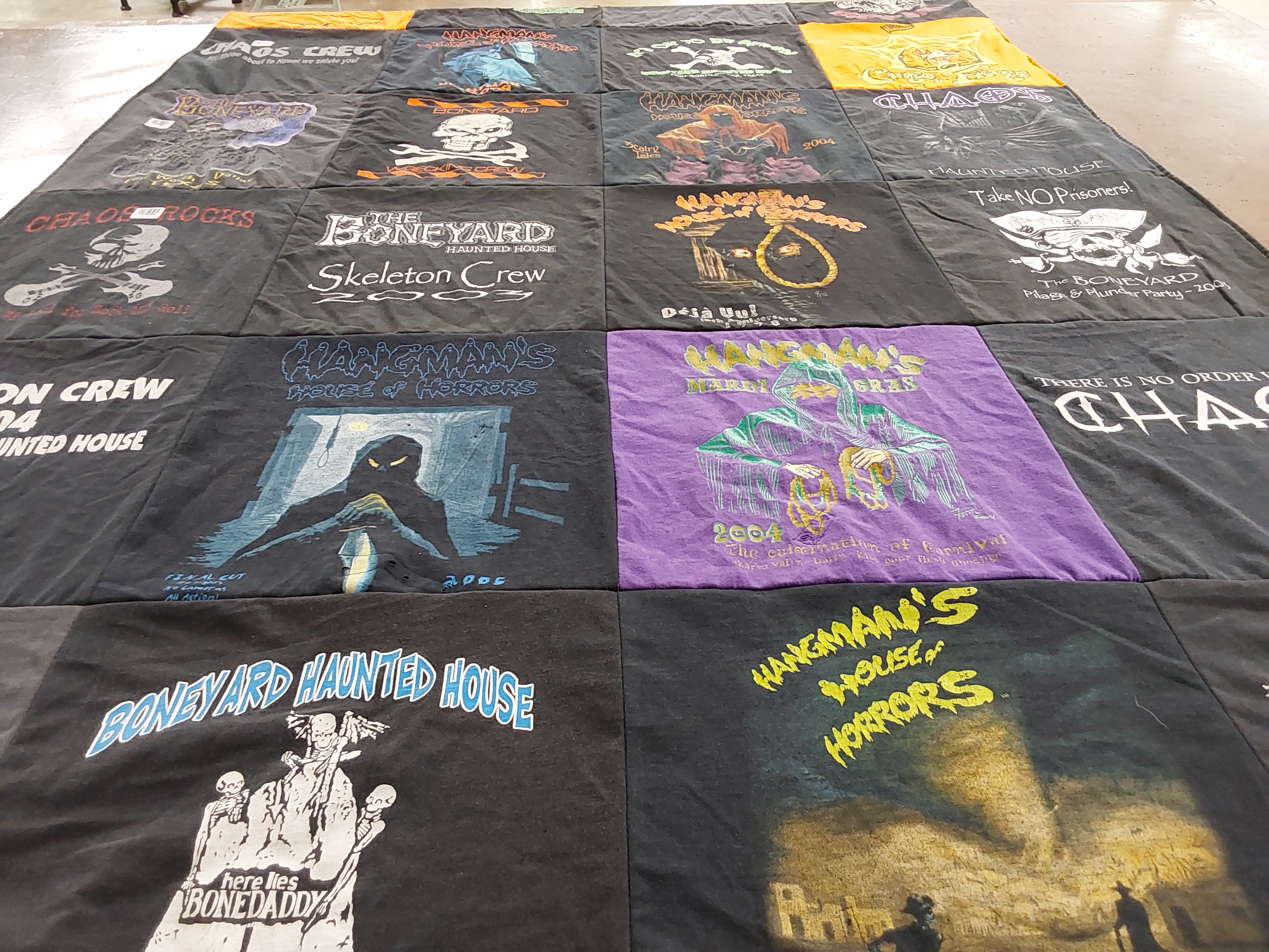 T-shirt quilt with halloween, haunted attractions themes by Amber from TX