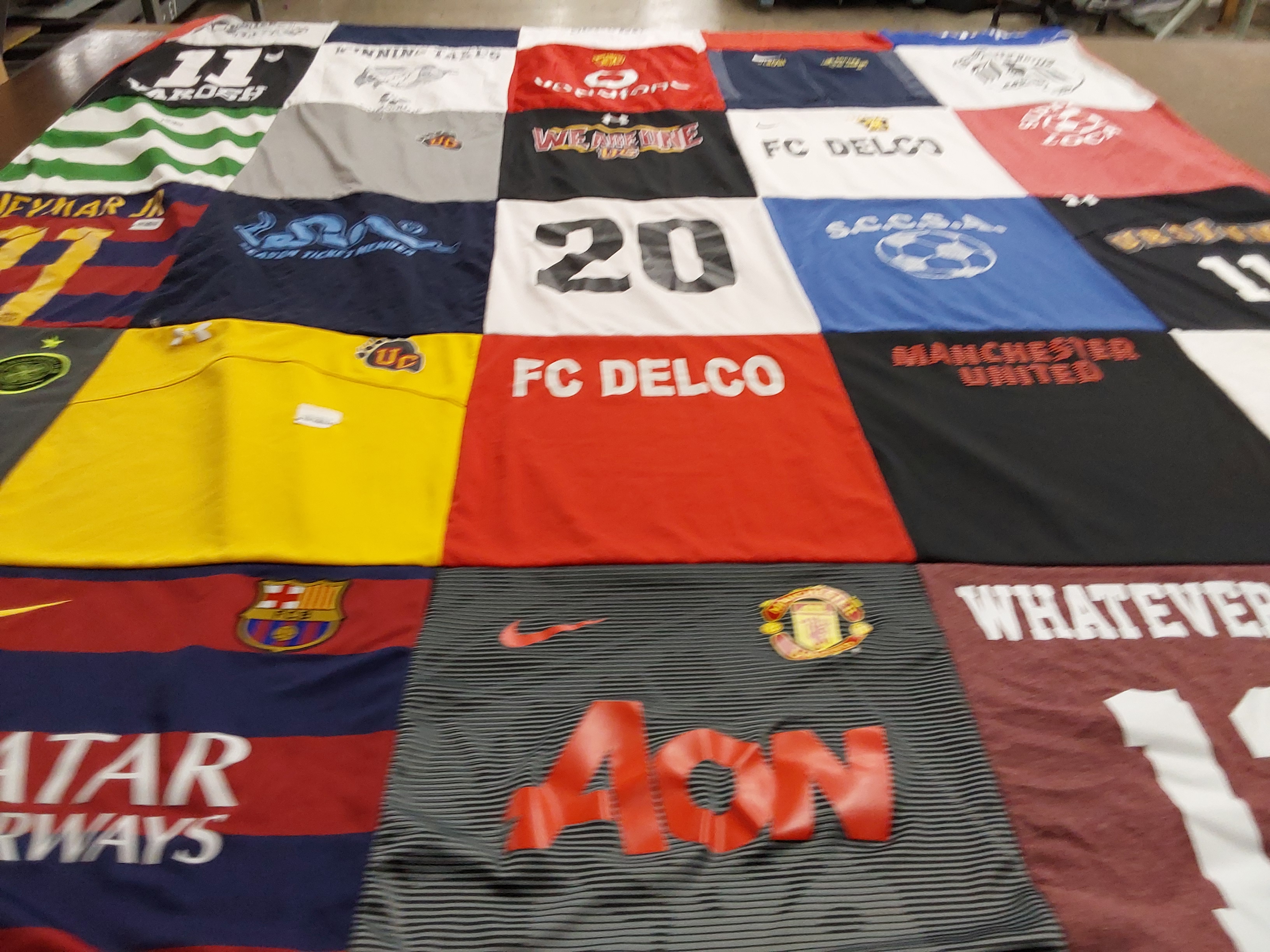T-shirt quilt with soccer, sports themes by David from PA