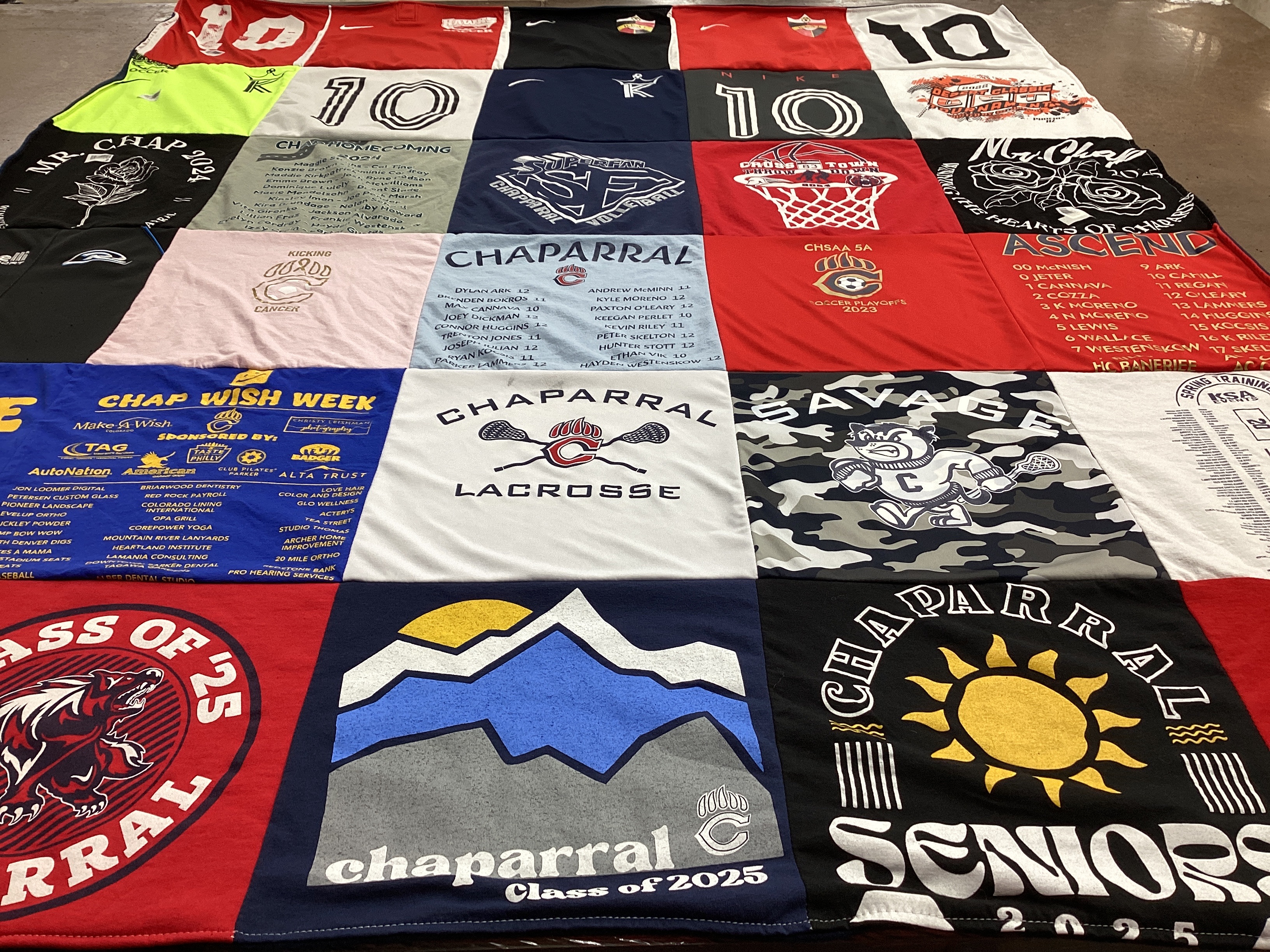 T-shirt quilt featuring chaparral lacrosse by Stacey from CO