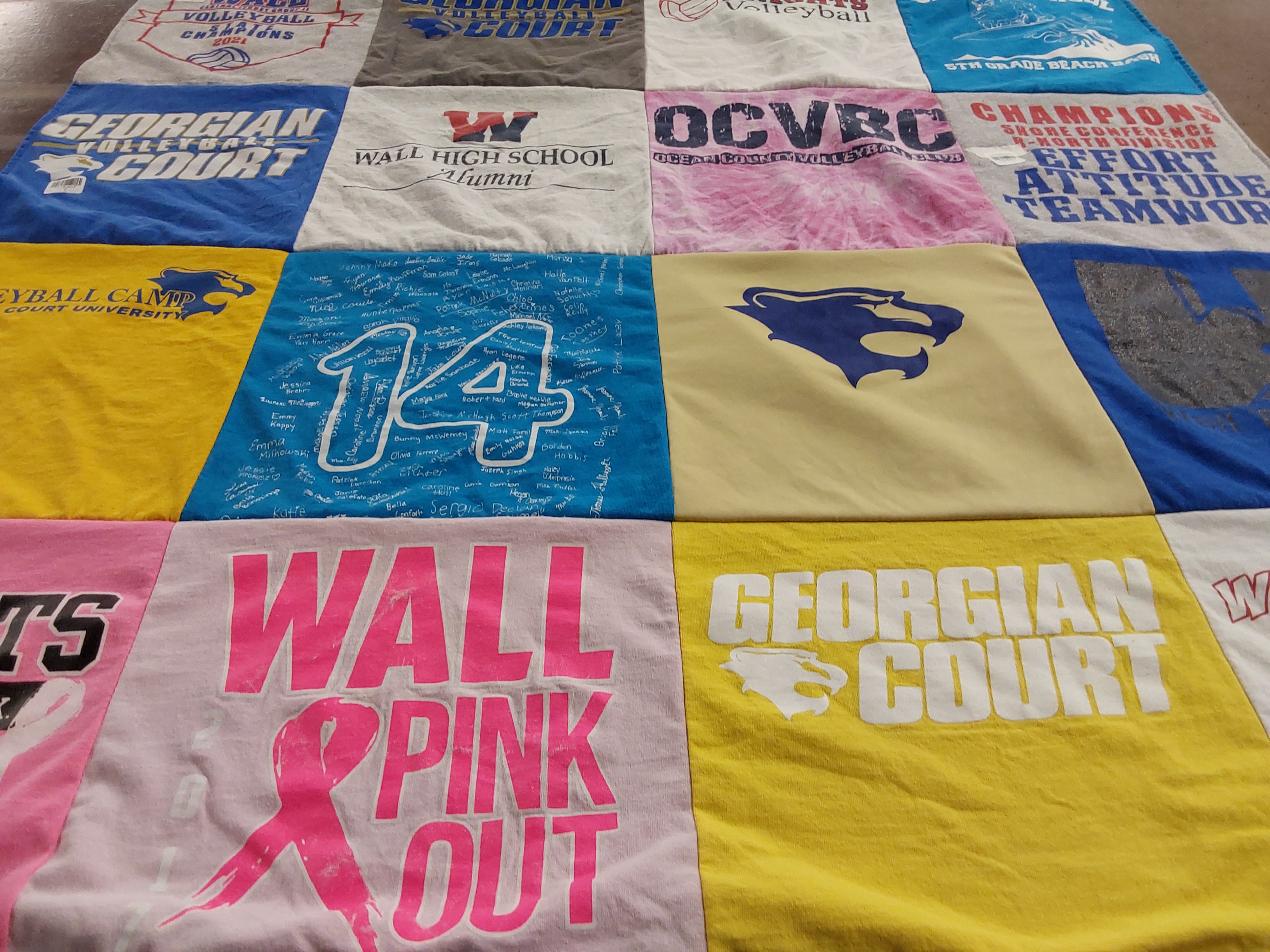 T-shirt quilt from georgian court university, wall high school by Virginia from NJ