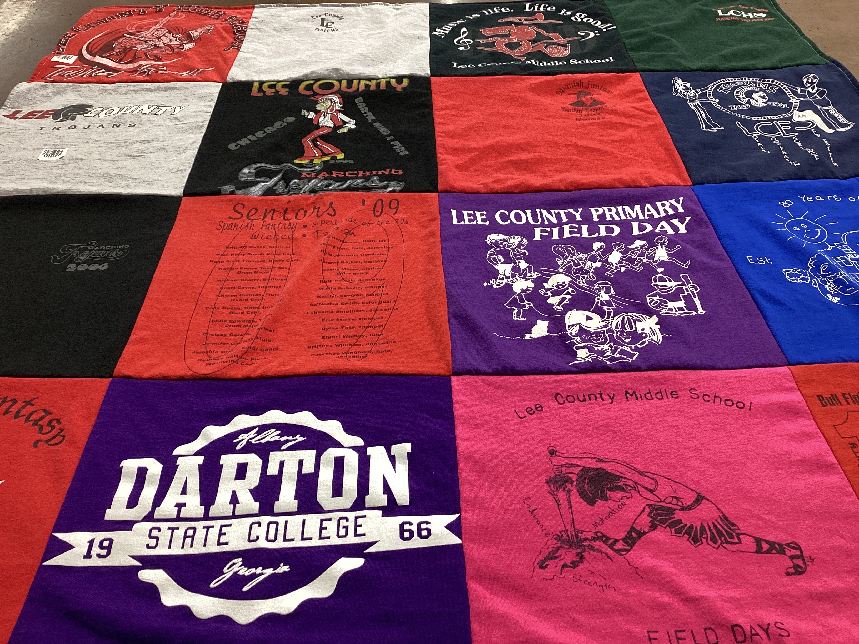 T-shirt quilt featuring lee county trojans by Melinda from GA