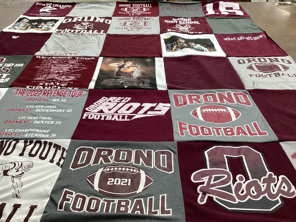 T-shirt quilt featuring orono football by Michelle from ME