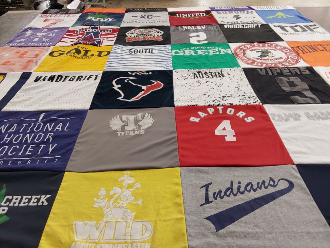 T-shirt quilt featuring raptors, titans by Jessica from TX