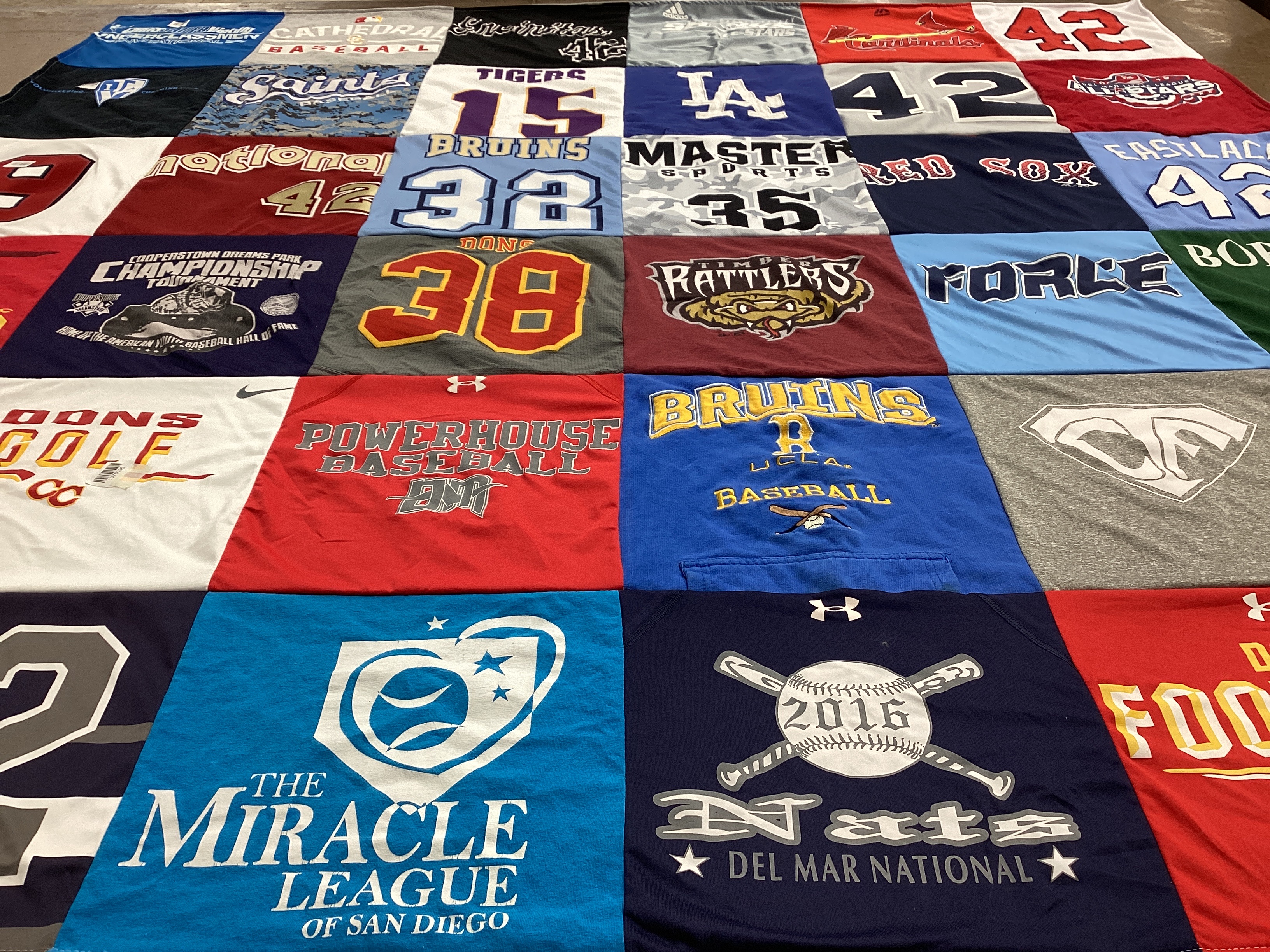 T-shirt quilt featuring bruins, rattlers by Jennifer from CA