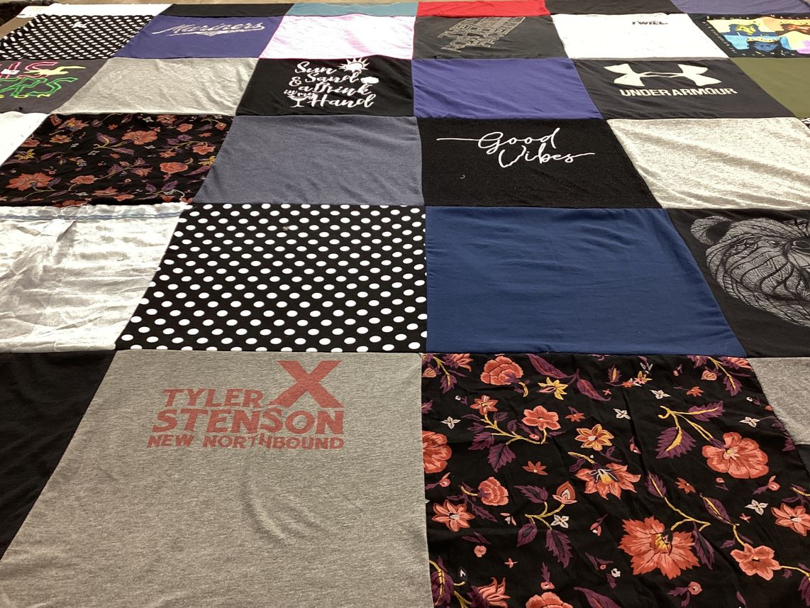 T-shirt quilt with fashion, textiles themes by Crystal from WA
