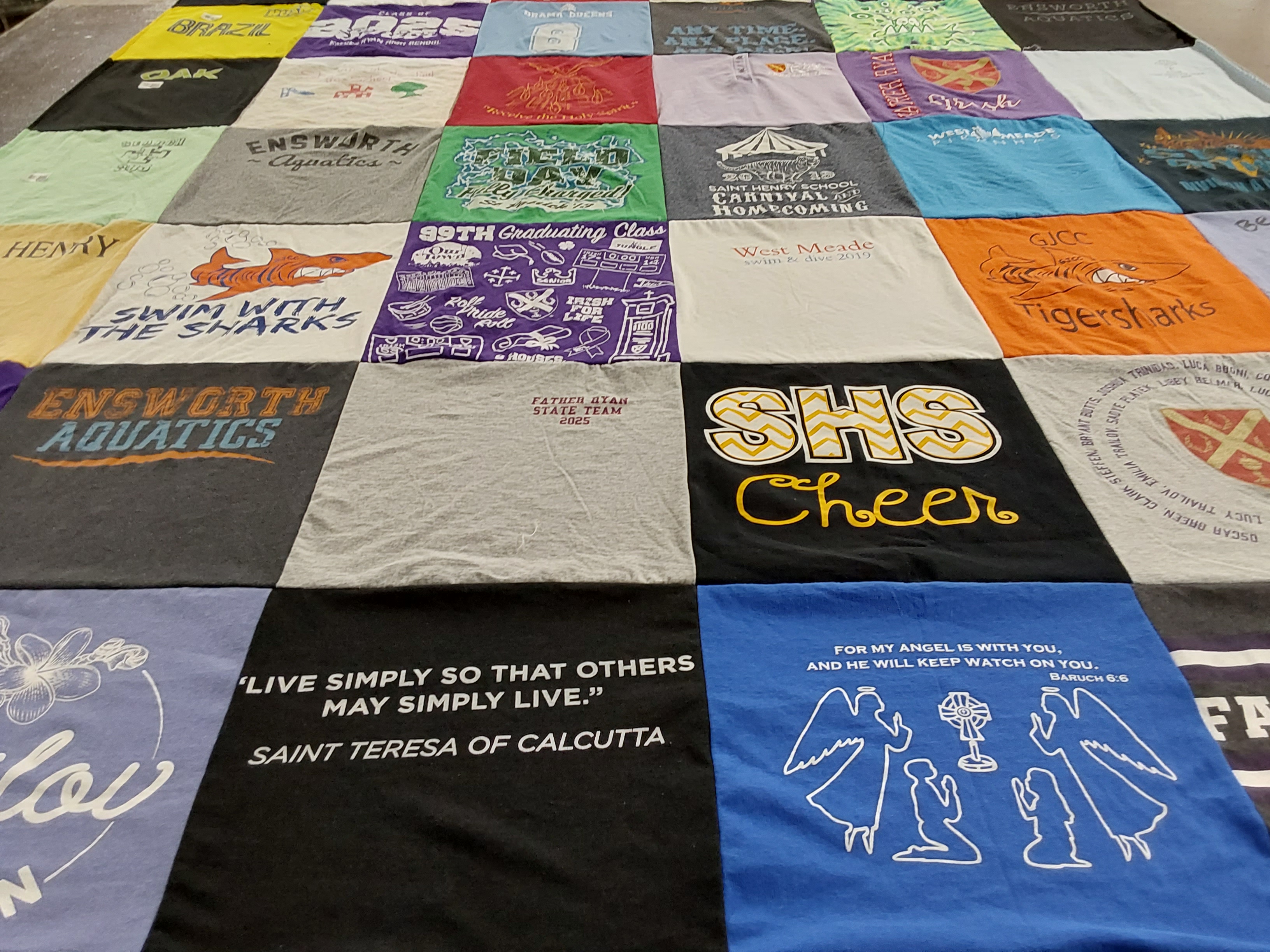 T-shirt quilt featuring tigersharks by Jacque from TN