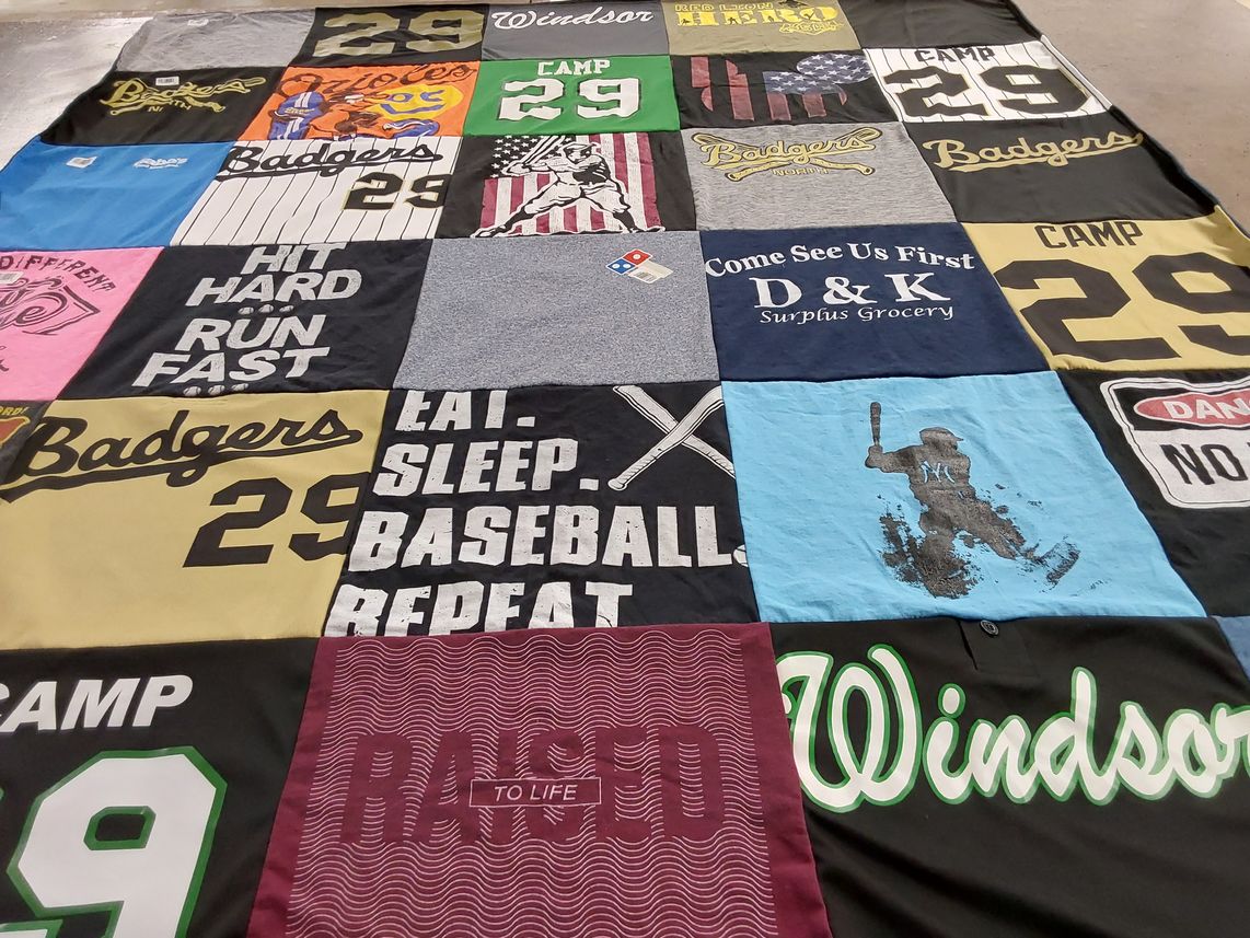 T-shirt quilt featuring badgers by Wendy from PA