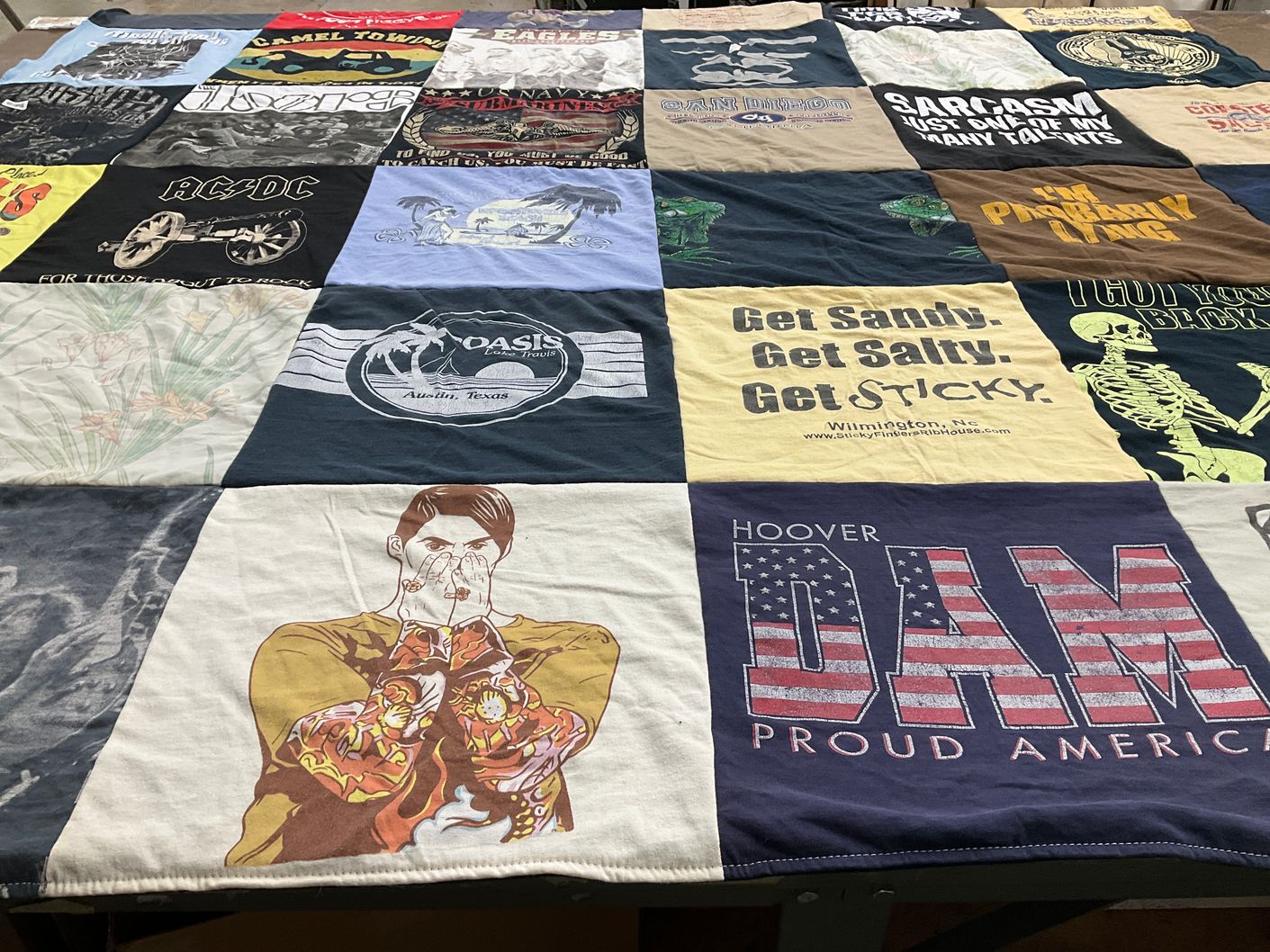 T-shirt quilt with music, beaches themes by Bettysue from NC