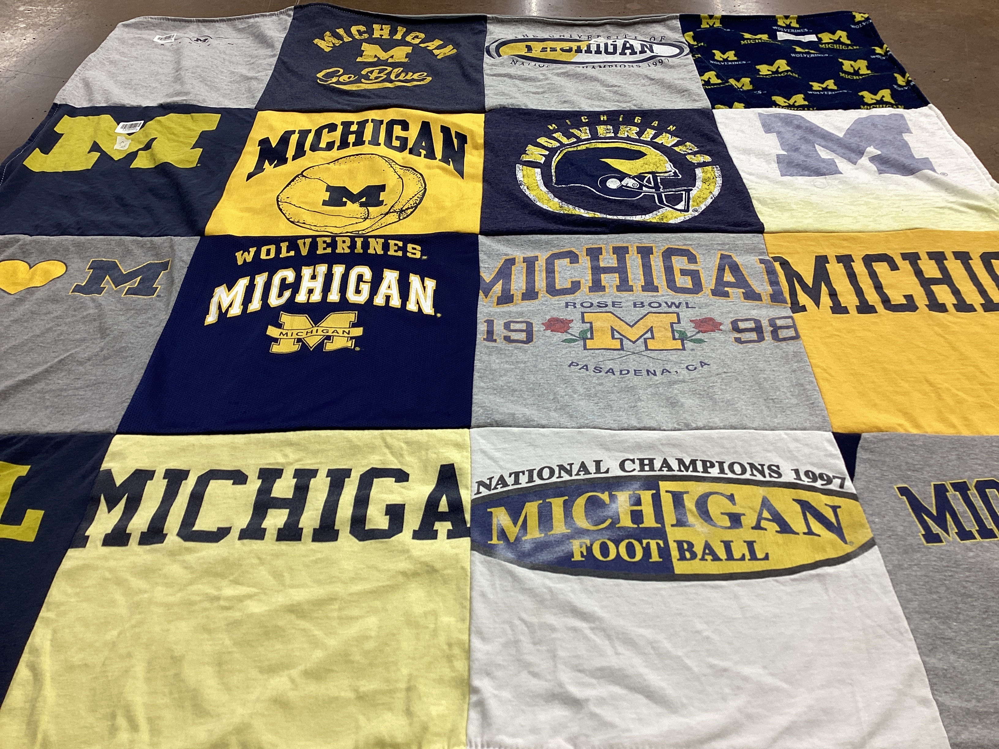 T-shirt quilt featuring michigan wolverines by Elana from AZ
