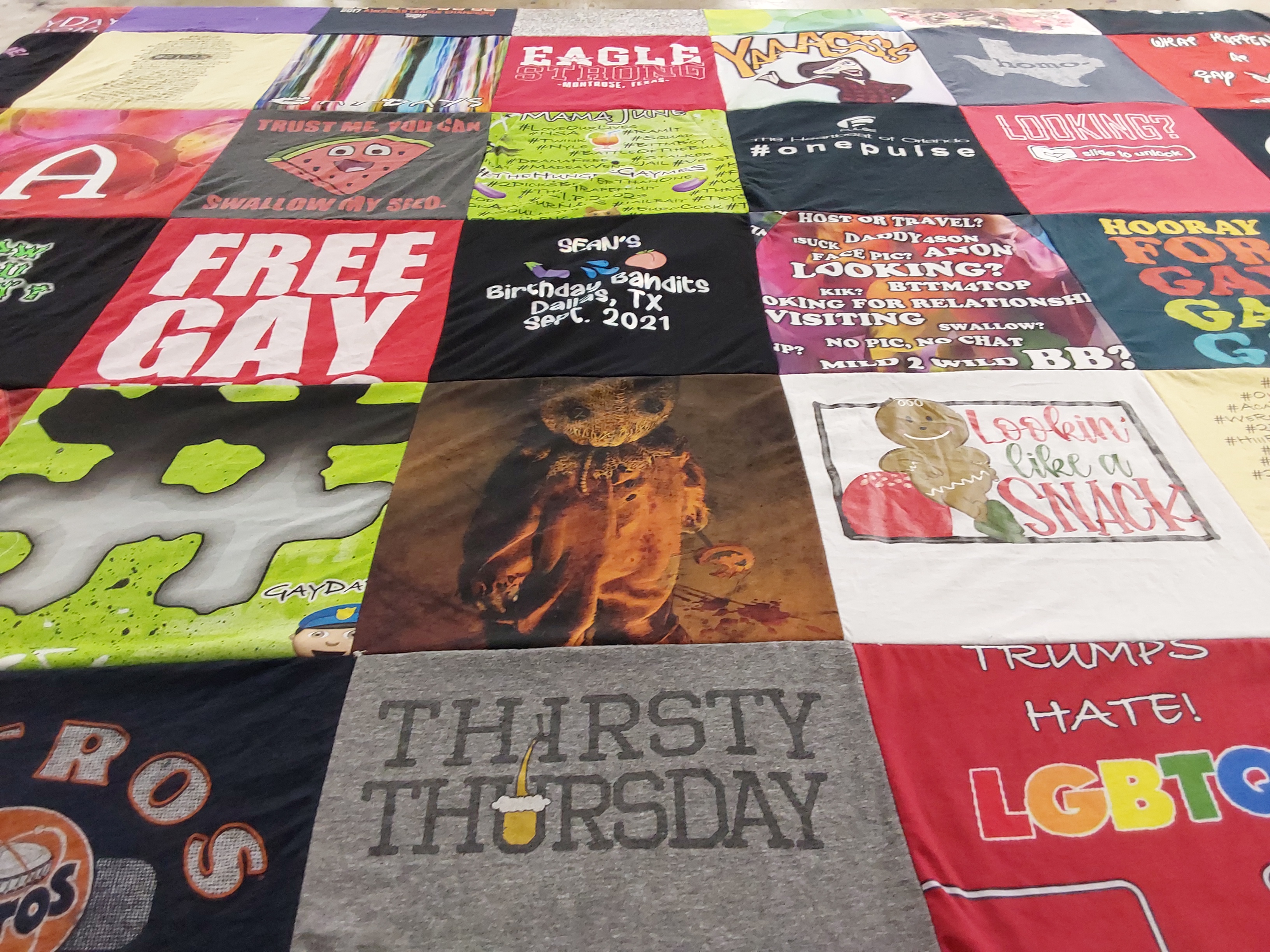 T-shirt quilt with lgbt rights, parties themes by Sean from TX