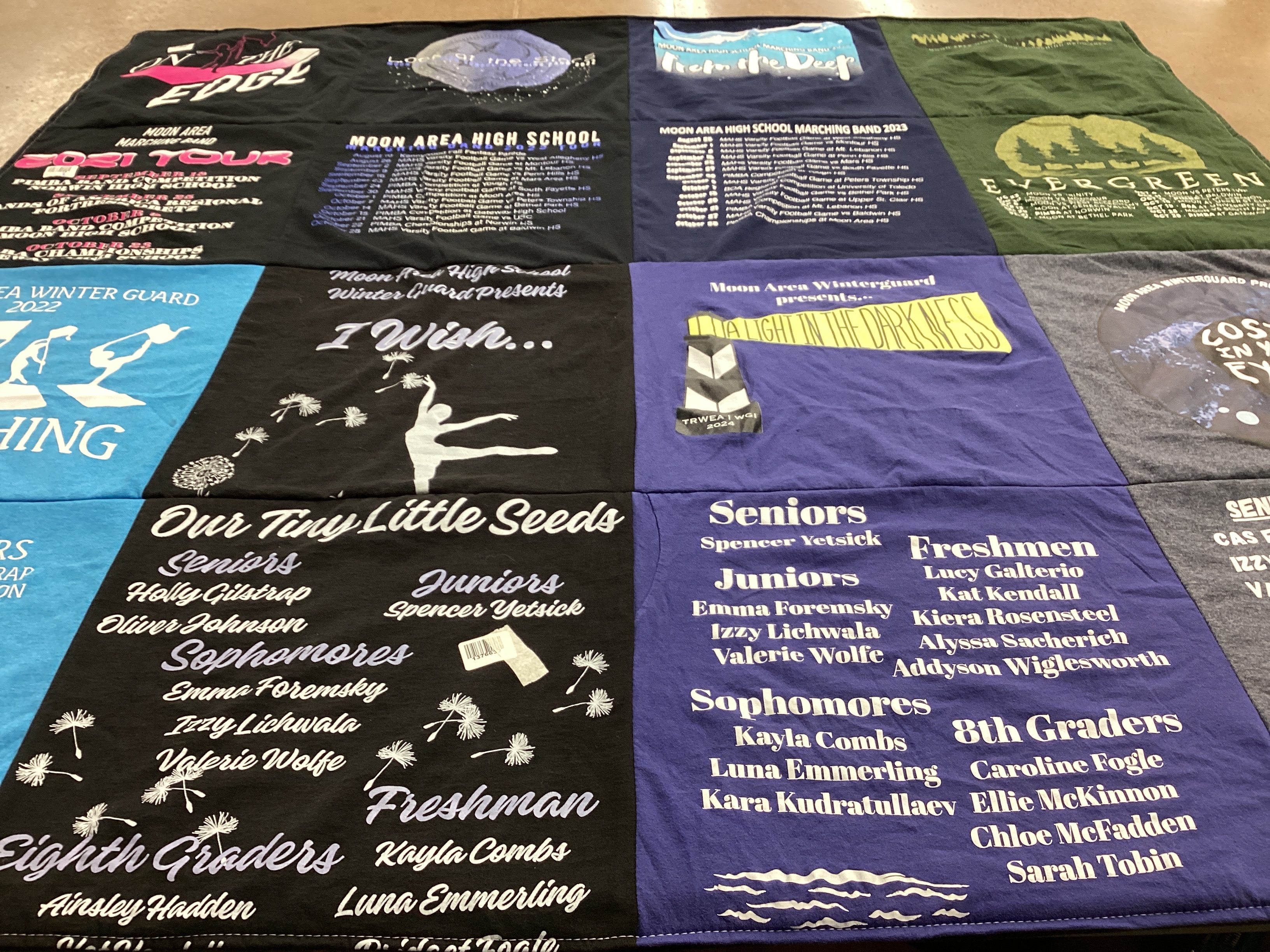 T-shirt quilt featuring moon area high school winter guard, moon area high school marching band by Cas from PA