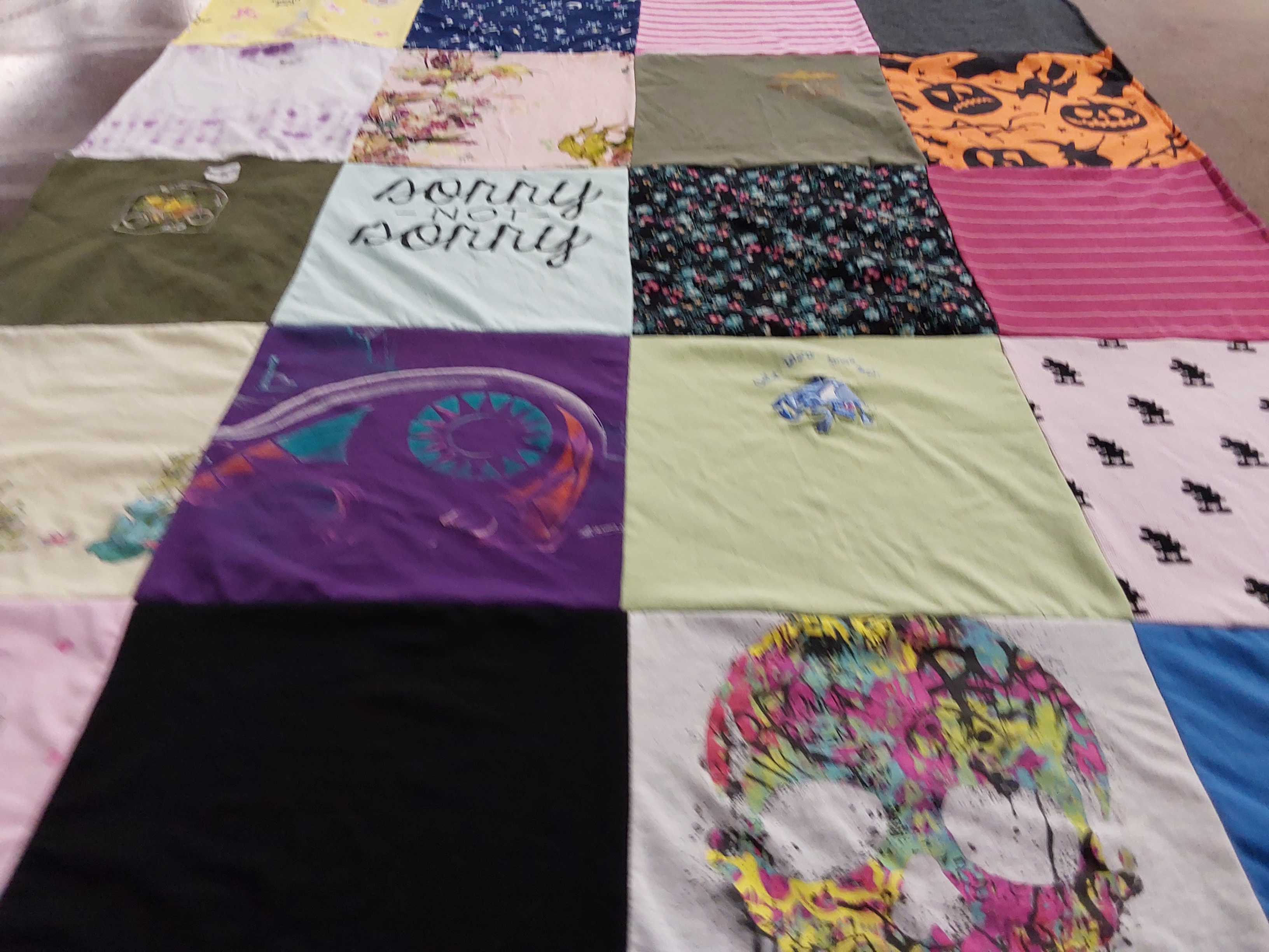 T-shirt quilt with art, graphic design themes by joelle from AZ