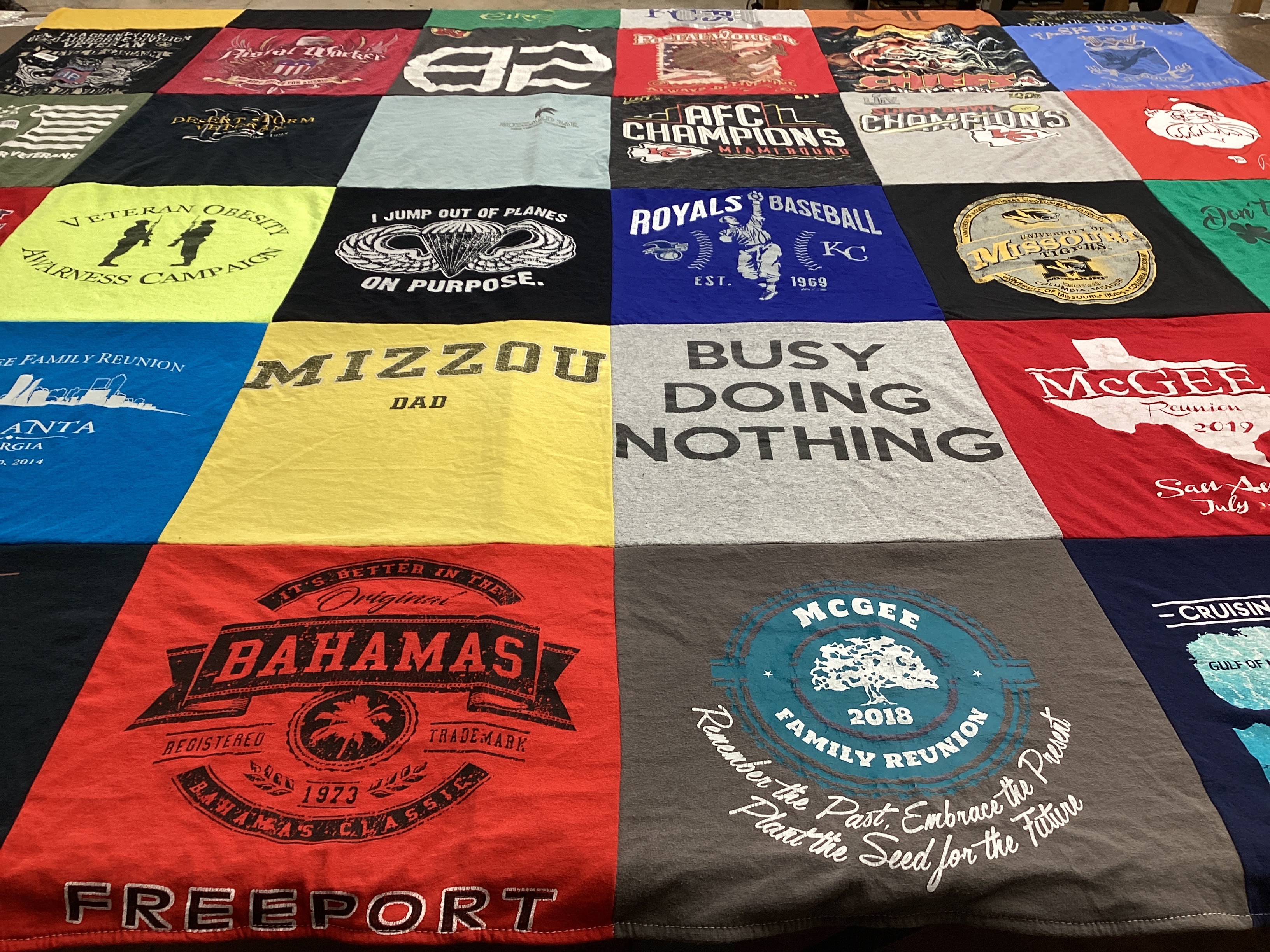 T-shirt quilt featuring royals baseball, kansas city chiefs by Don from MO
