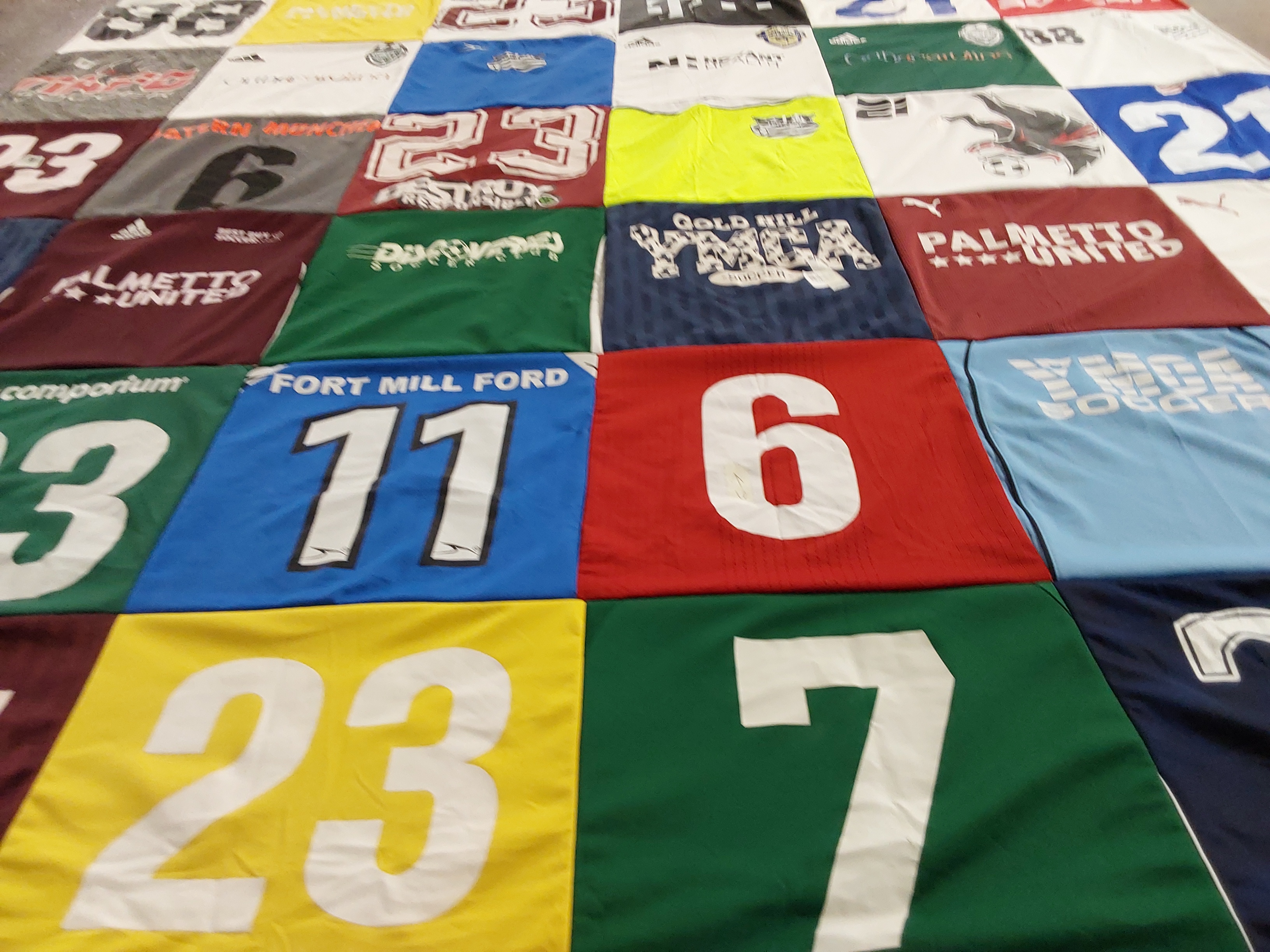 T-shirt quilt featuring palmetto united, gold hill soccer by Stephanie from SC
