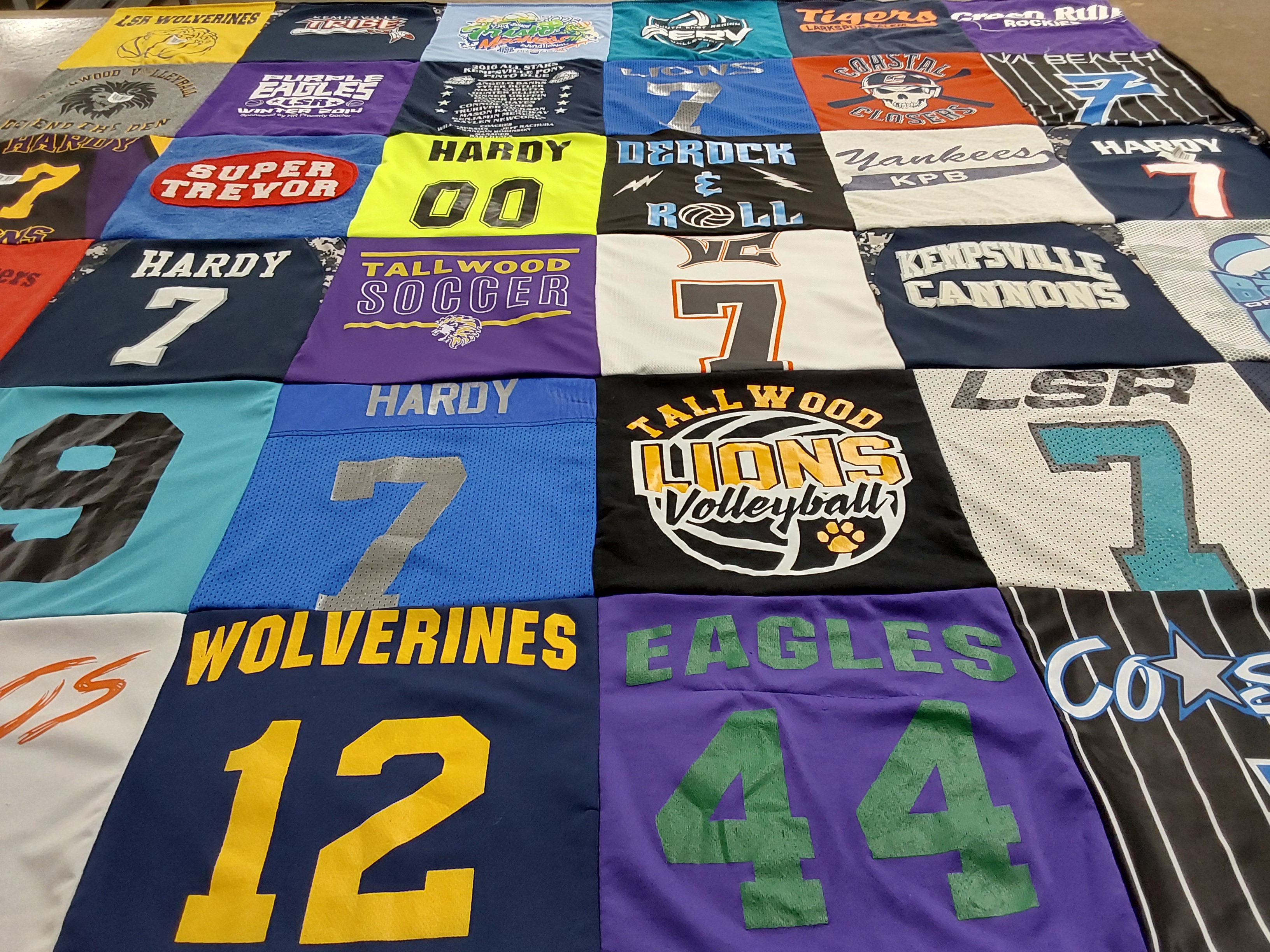 T-shirt quilt featuring kempville cannons, lsr wolverines by David from VA