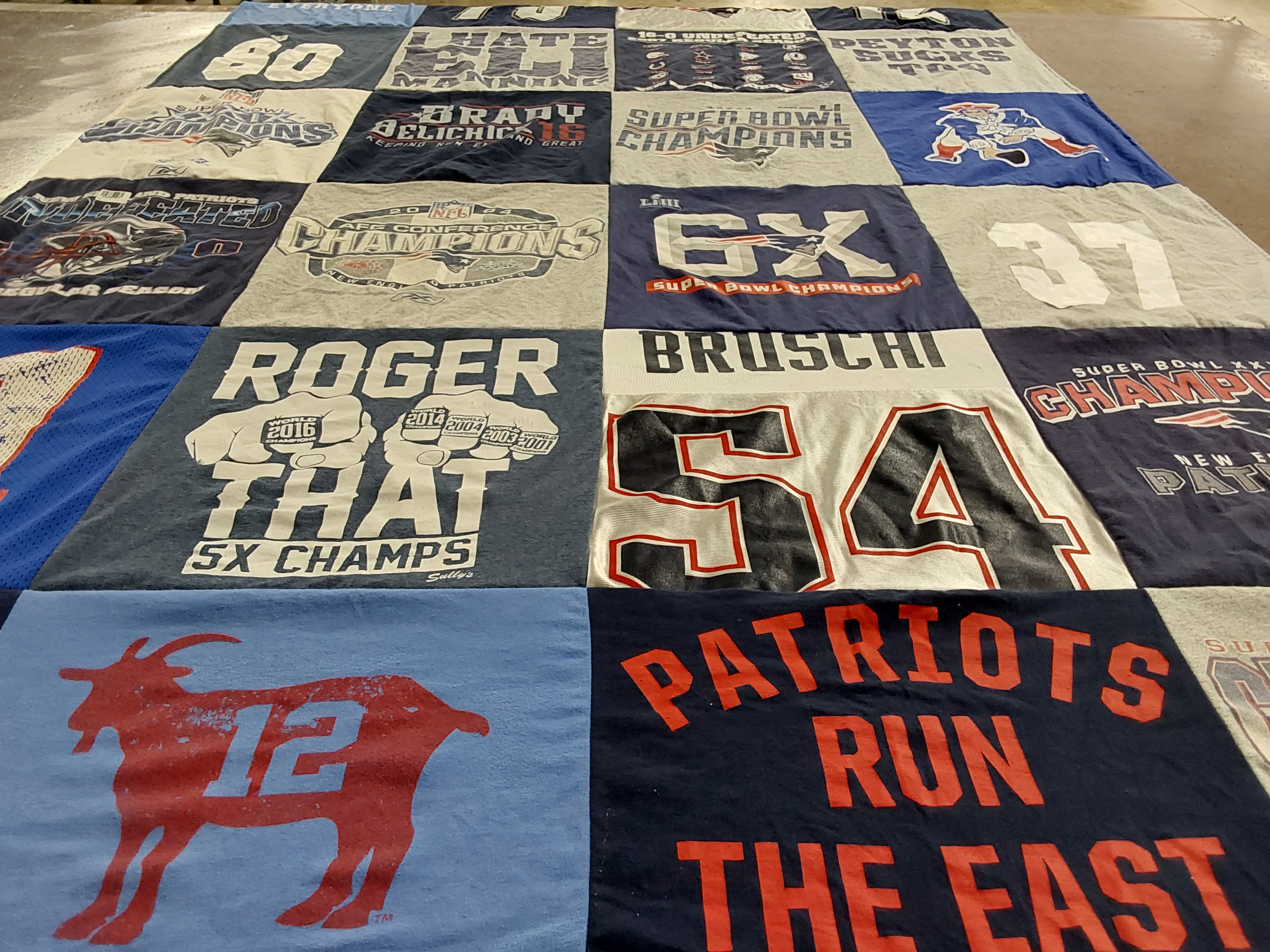 T-shirt quilt featuring new england patriots by Leslie from NH
