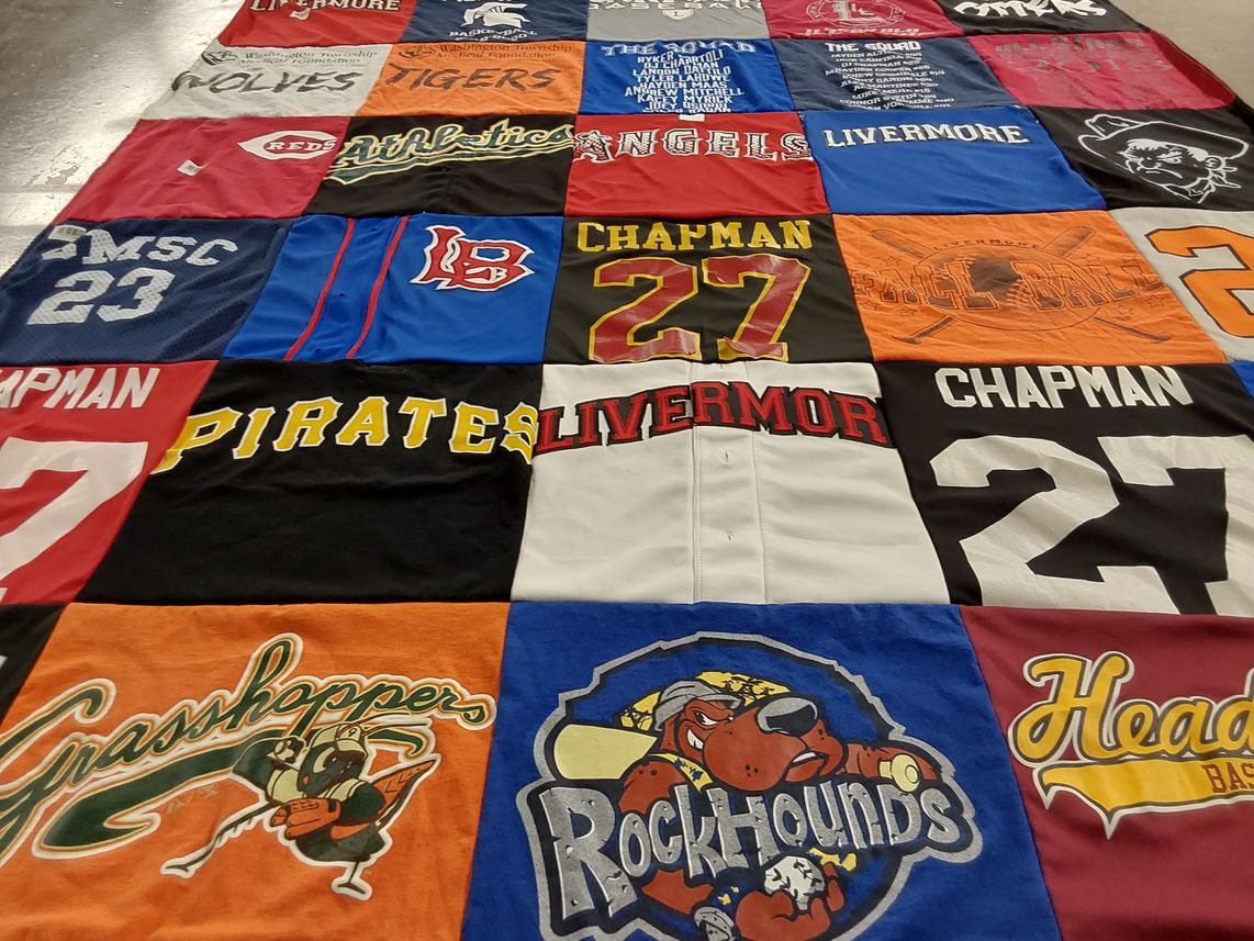 T-shirt quilt featuring livermore baseball, pirates by Alicia from CA