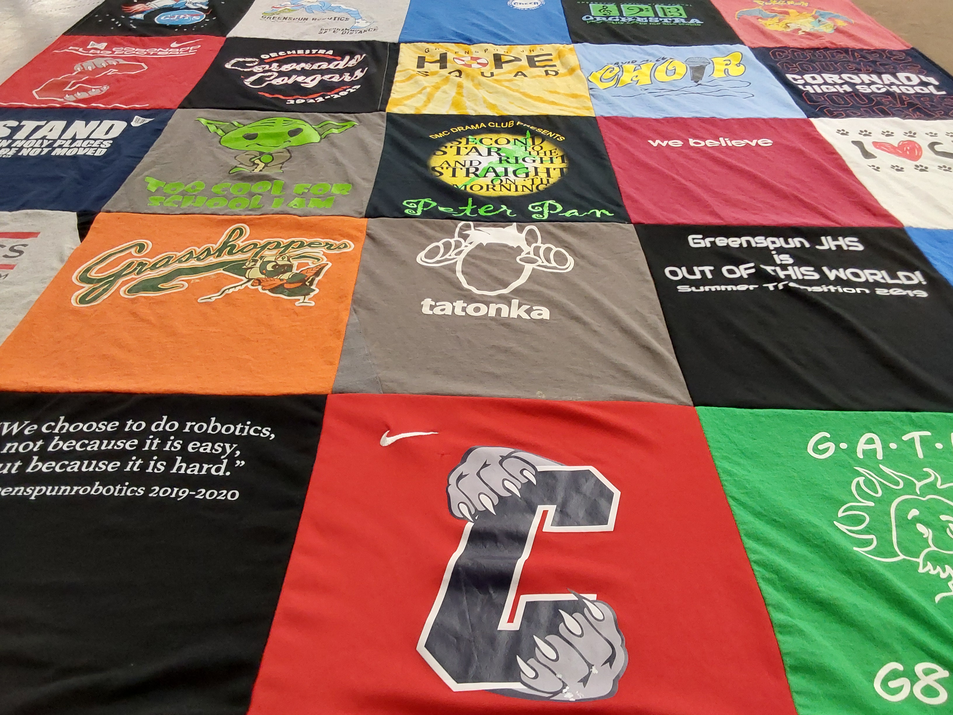 T-shirt quilt featuring greenspun junior high school by Susanne from UT