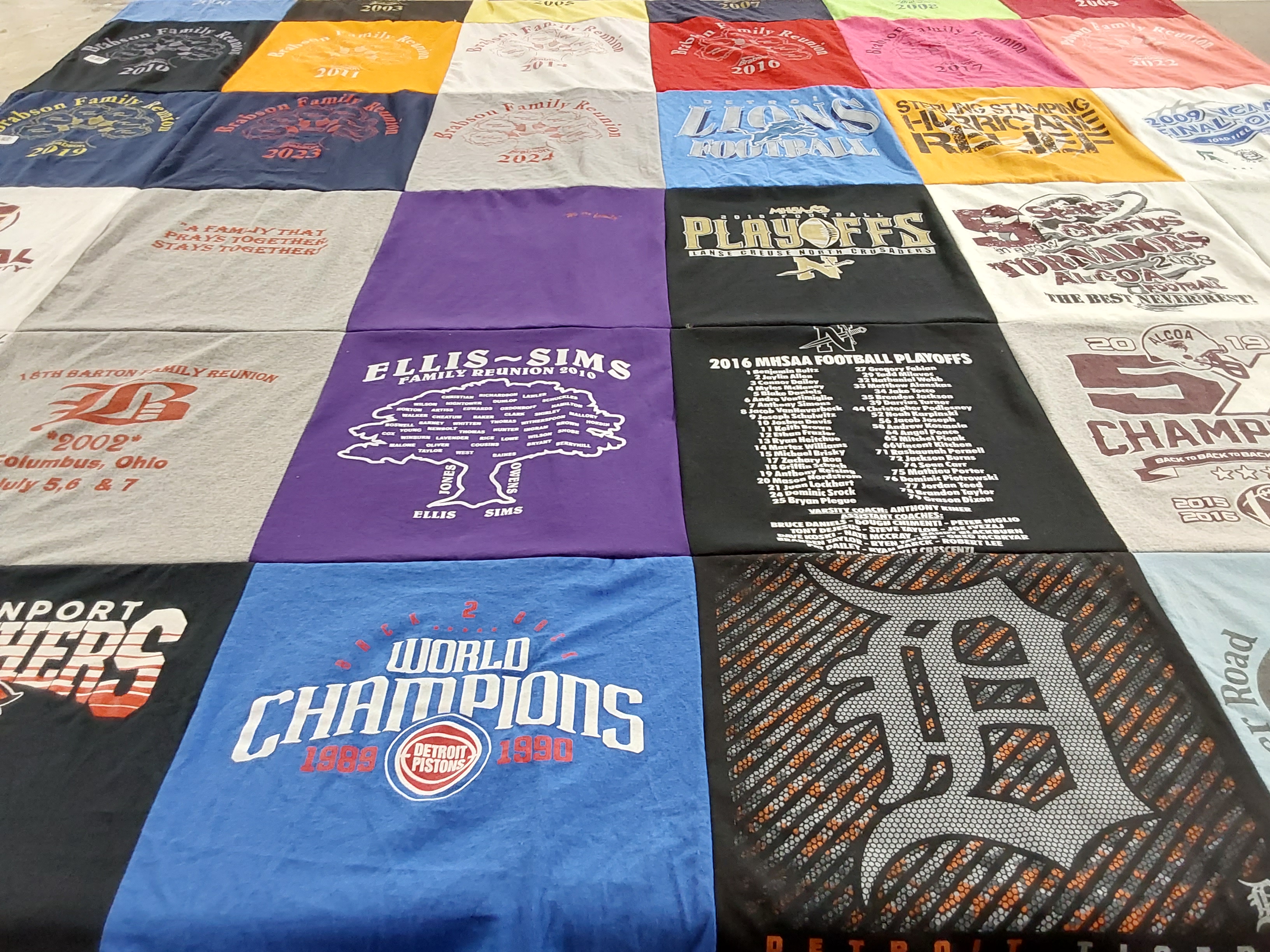 T-shirt quilt featuring lions football by Kelly from MI