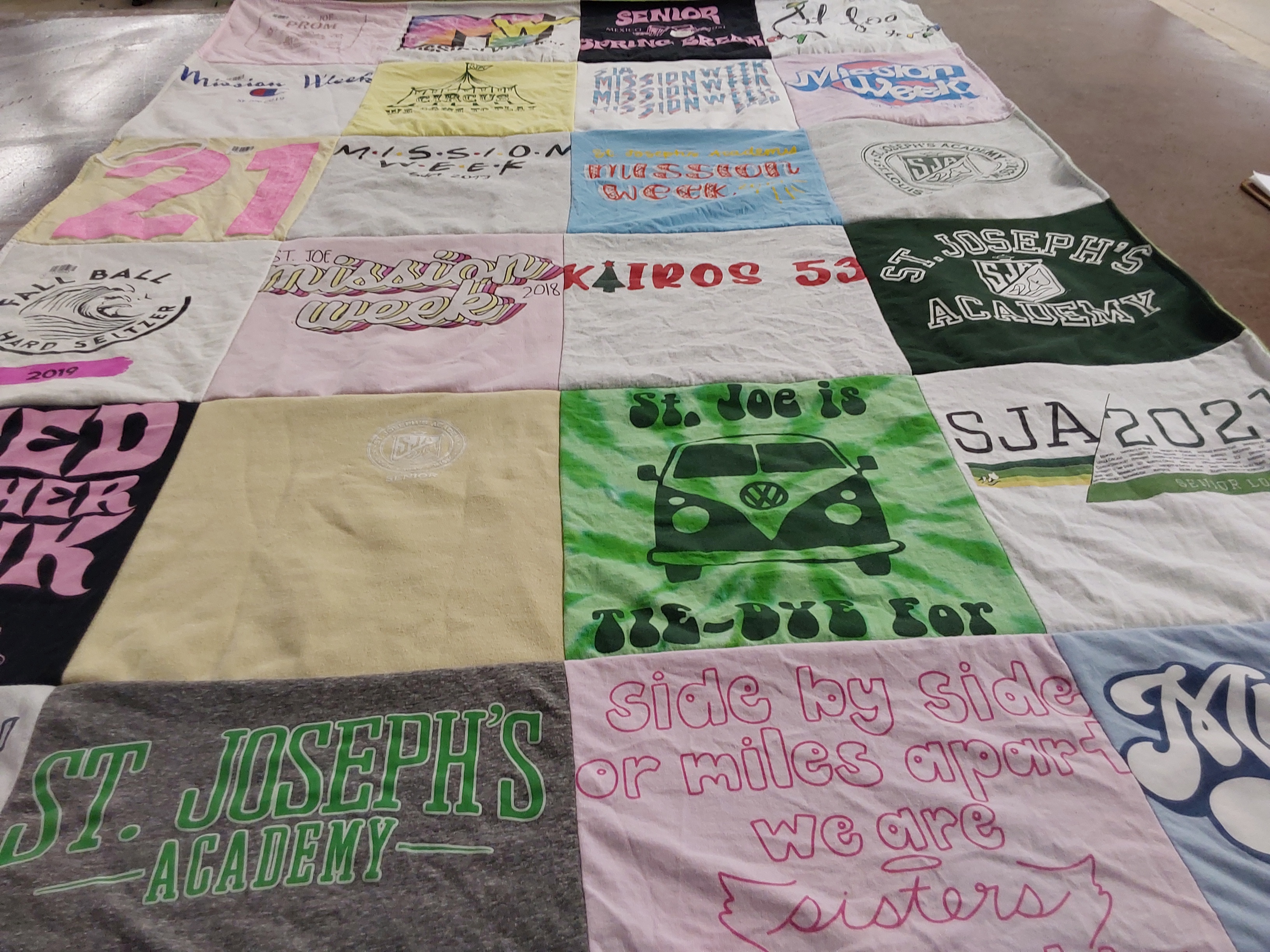 T-shirt quilt from st. joseph's academy by Jennifer from MO
