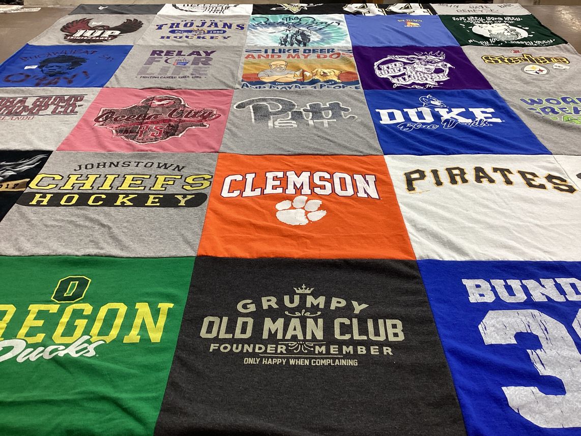 T-shirt quilt featuring johnstown chiefs, clemson tigers by Dorothy from PA