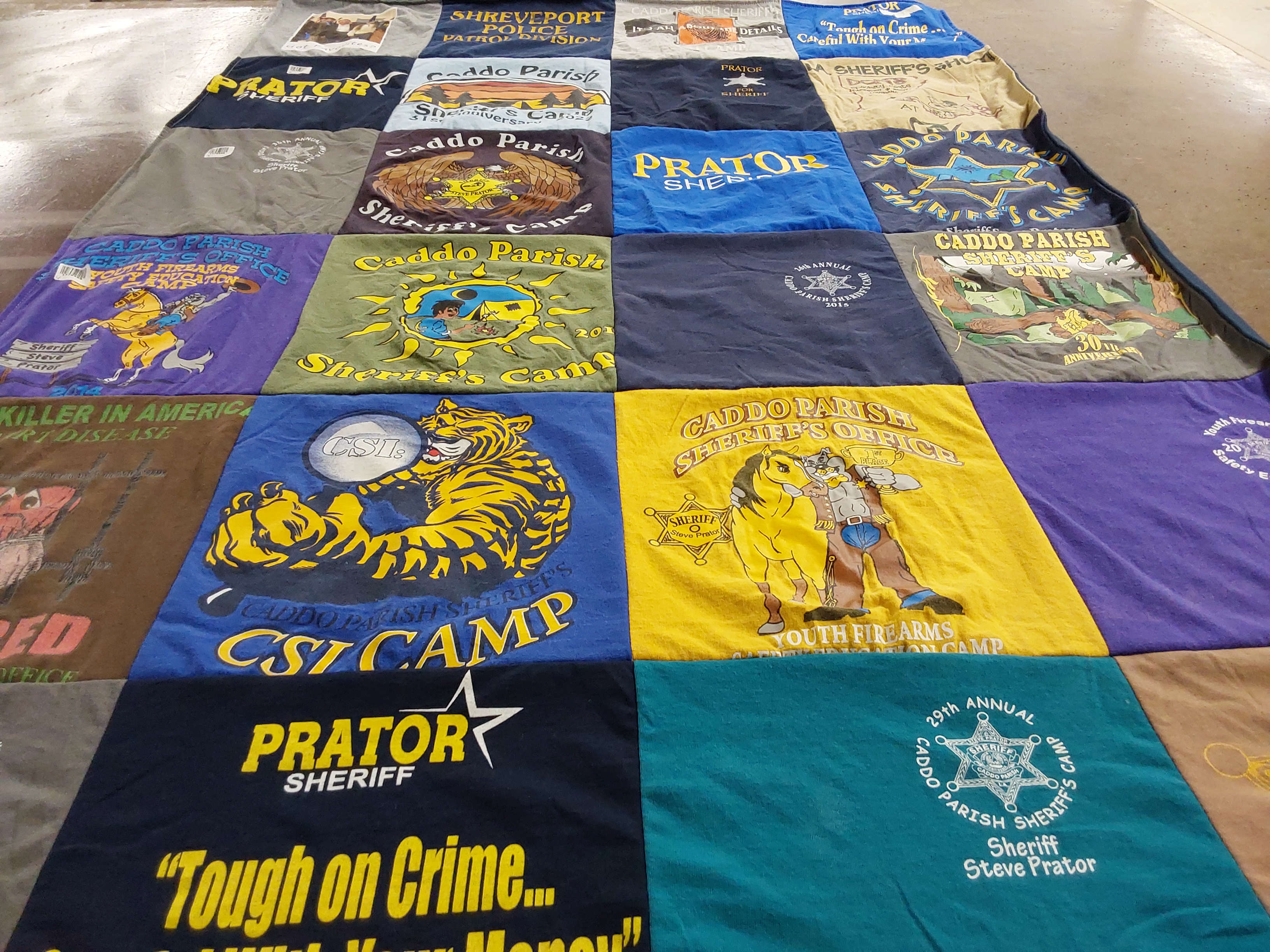 T-shirt quilt from caddo parish sheriff's camp by Steve from LA
