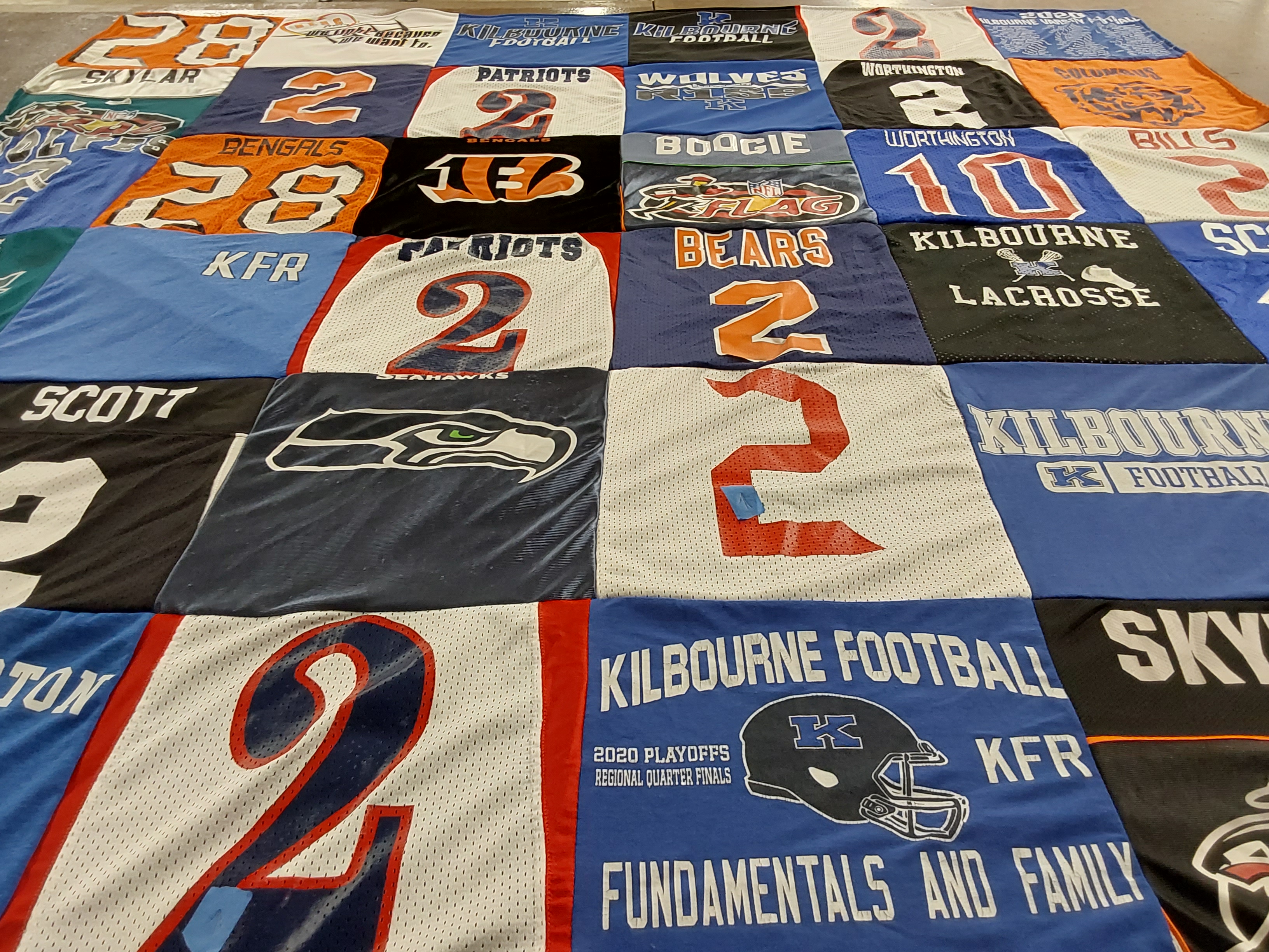 T-shirt quilt featuring kilbourne football, bengals by Molly from OH