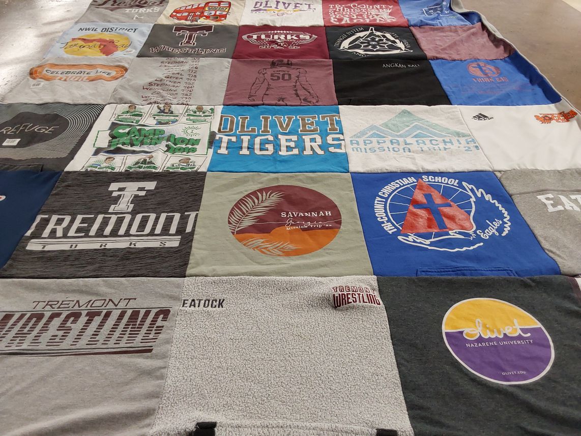 T-shirt quilt featuring tremont wrestling, tri-county christian school eagles by Joan from IL