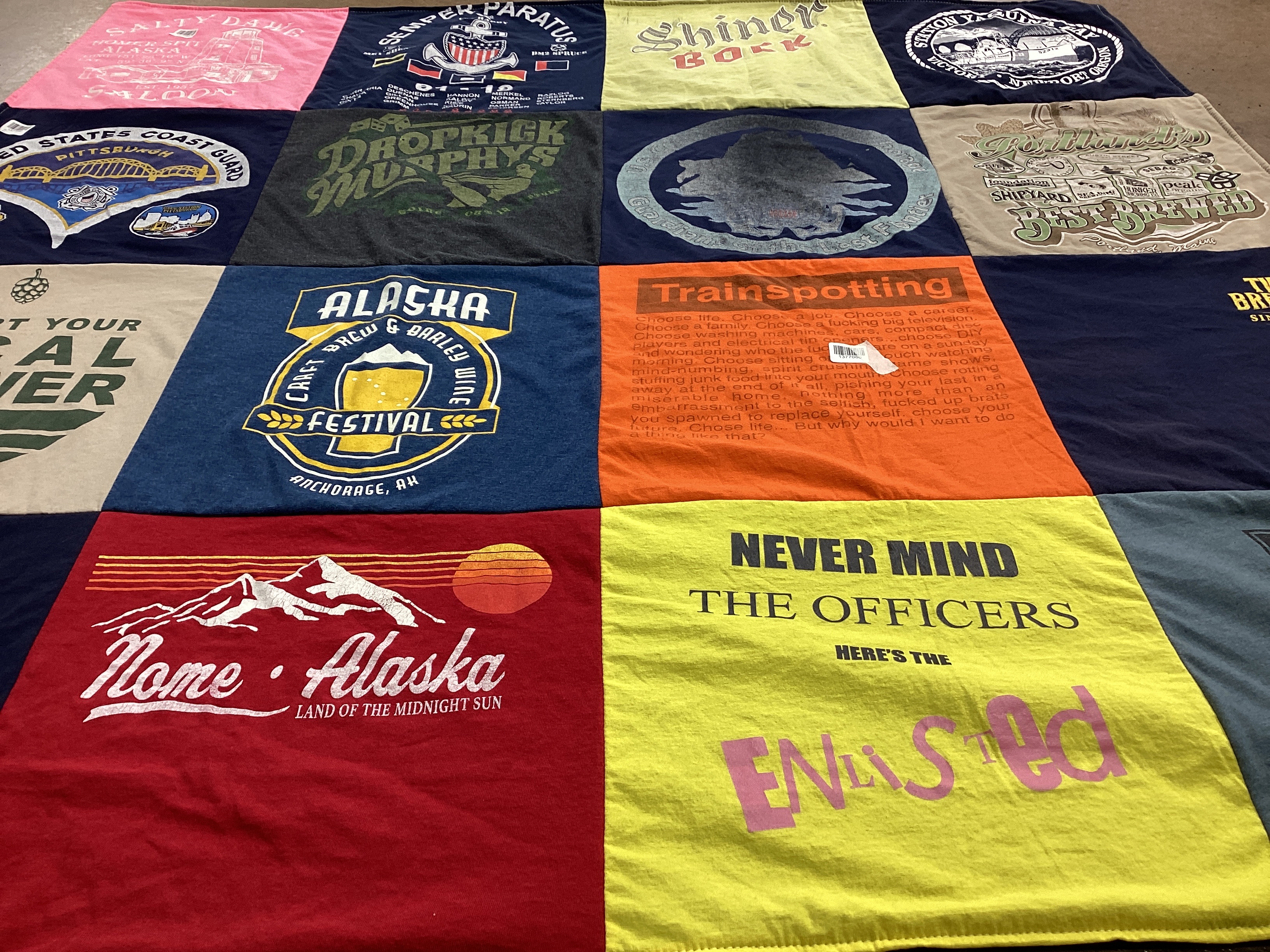 T-shirt quilt with brewing, music themes by James from PA